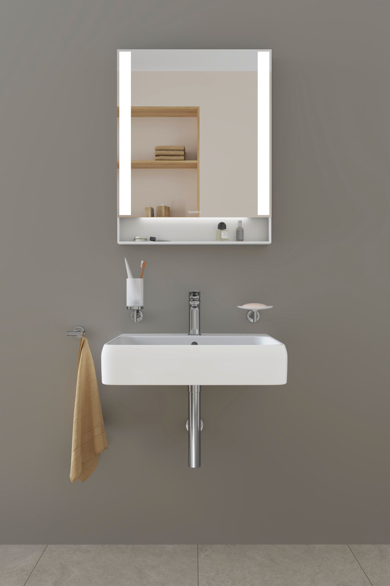 Duravit Qatego lustro 75x60 cm z oświetleniem LED biały mat QA7081018180000