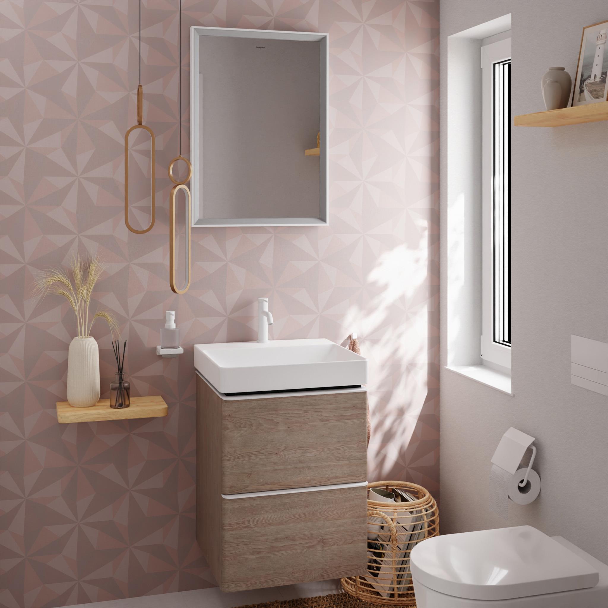 Hansgrohe Xelu Q szafka 48 cm podumywalkowa wisząca naturalny dąb/biały mat 54021700