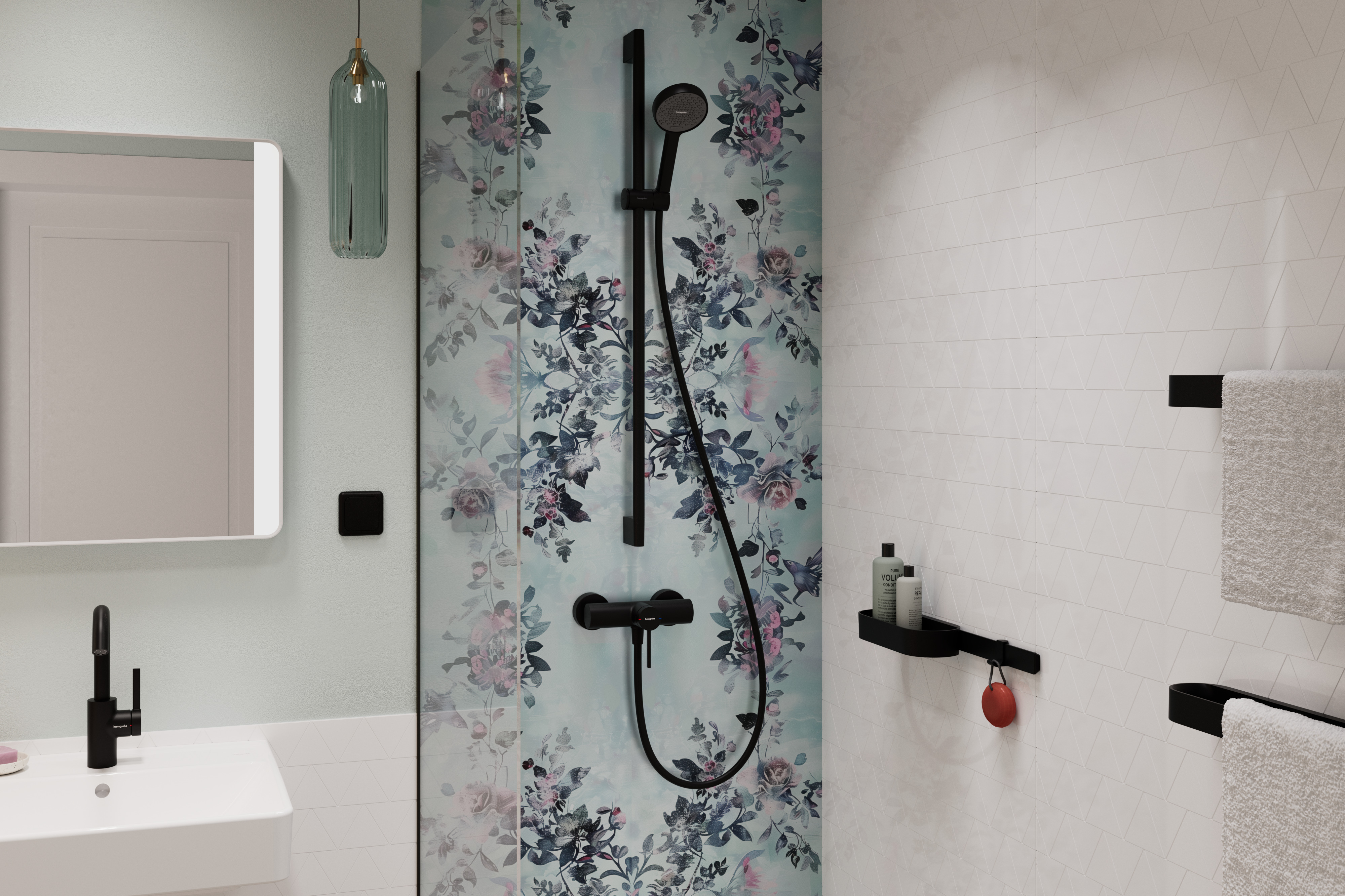 Hansgrohe Activera Select S zestaw prysznicowy ścienny czarny 28046670