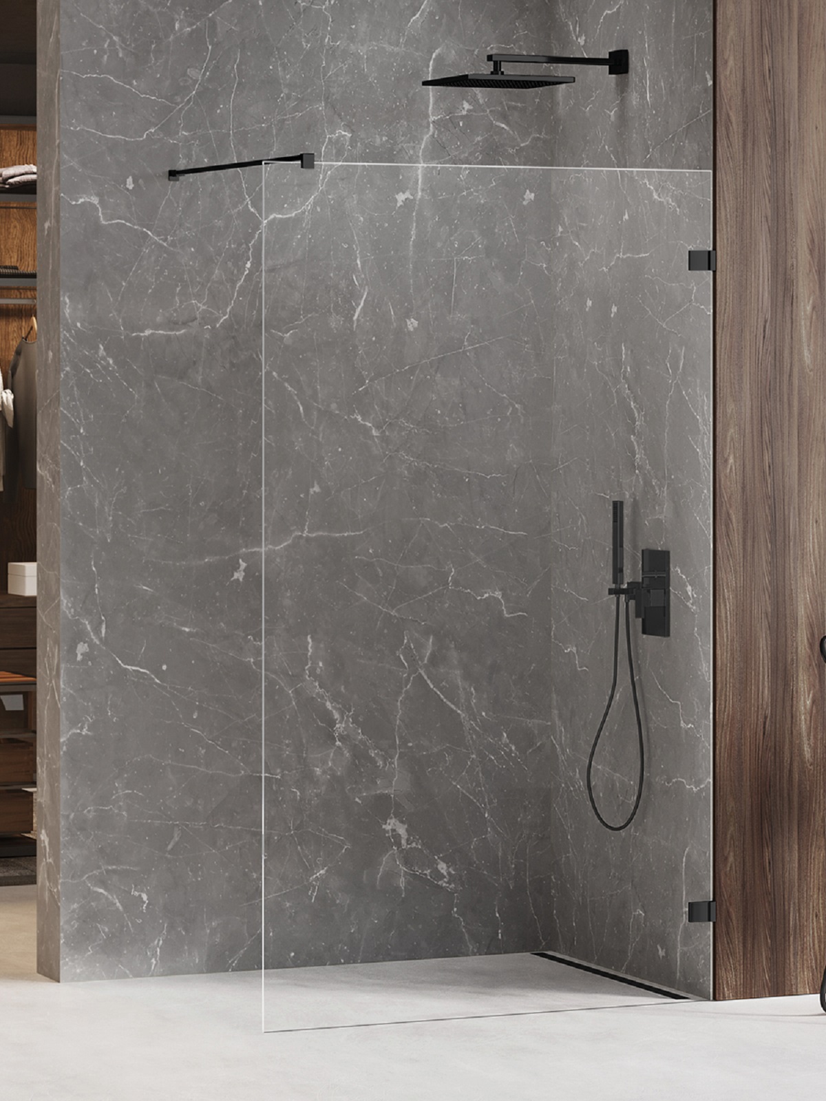 New Trendy Avexa Black ścianka prysznicowa walk-in 50 cm czarny mat/szkło przezroczyste EXK-1964