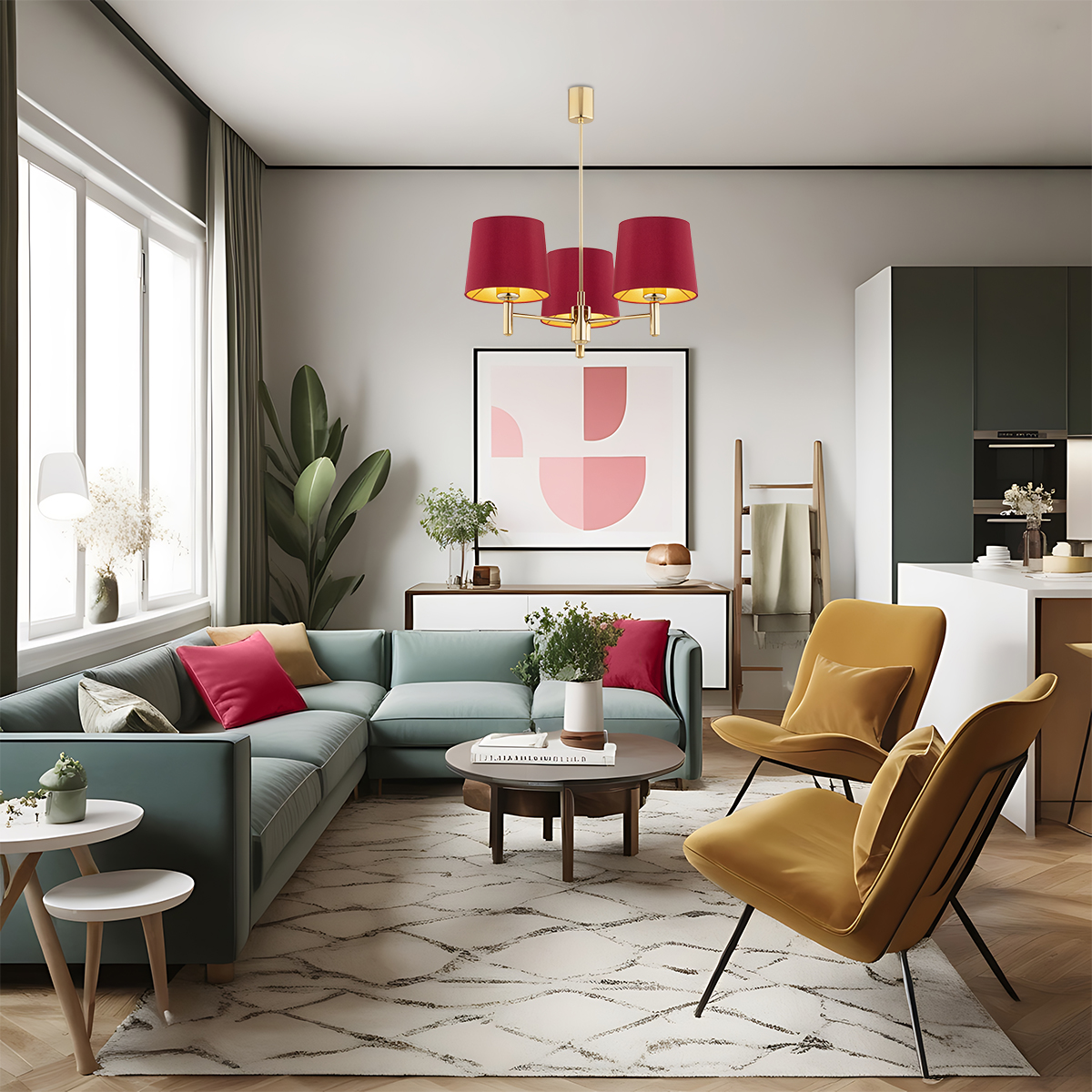 Argon Ponte Plus lampa podsufitowa 3x15W czerwony/mosiądz 6266