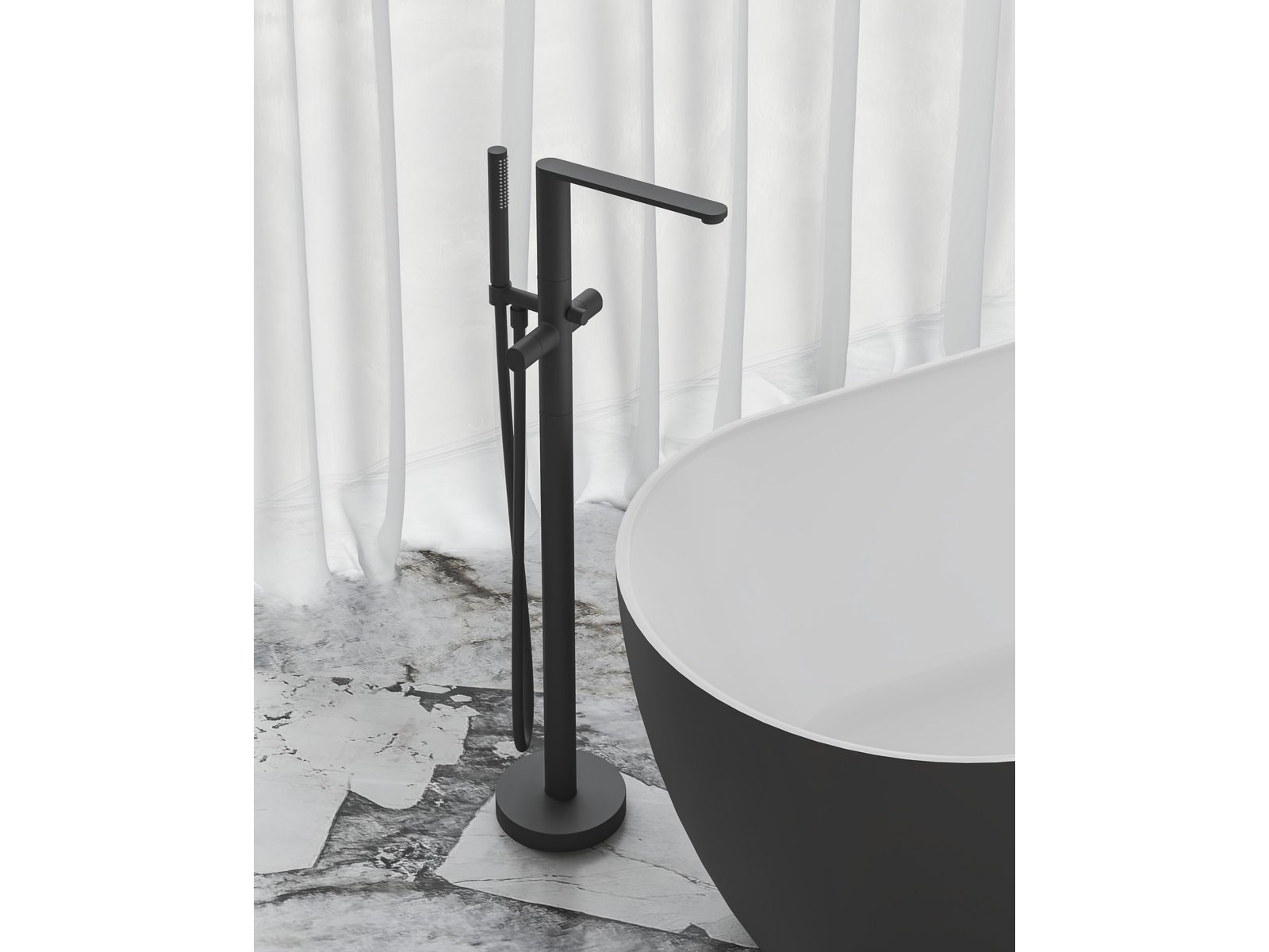 Ravak Chrome II bateria wannowo-prysznicowa wolnostojąca czarna X070468