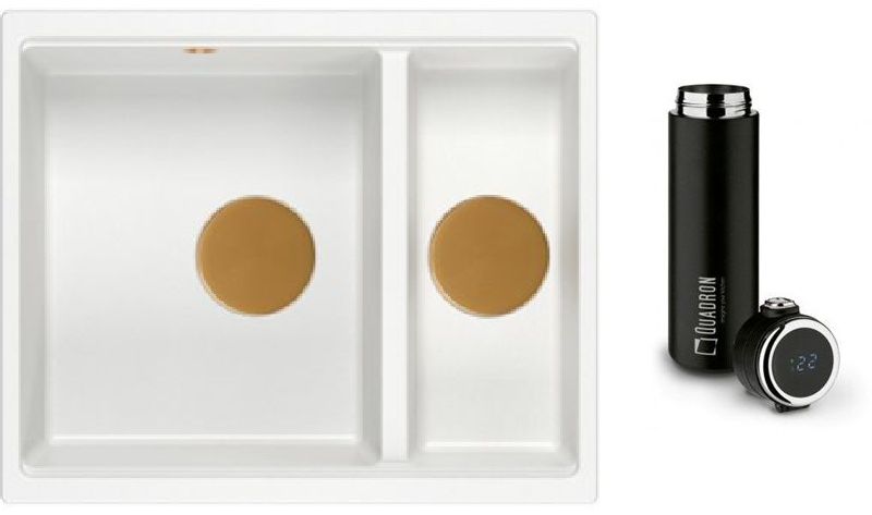 Zestaw Quadron Logan 150 biały/elementy miedziane z kubkiem termicznym 420 ml (HCQL5646U1C1U, M0051)