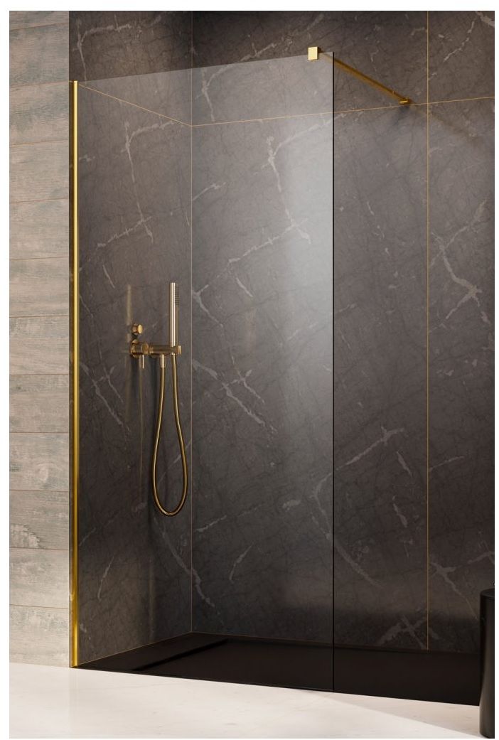 Radaway Modo New II Gold Walk-In ścianka 105 cm wolnostojąca złoty połysk/szkło przezroczyste 389105-09-01