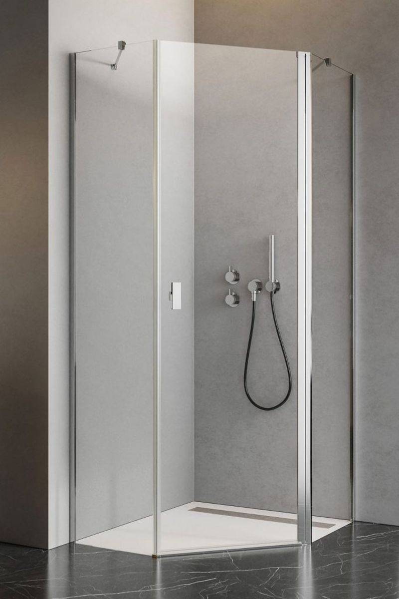 Radaway Nes PTJ komplet 2 ścianek prysznicowych do kabiny 80x80 cm chrom/szkło przezroczyste 10052500-01-01