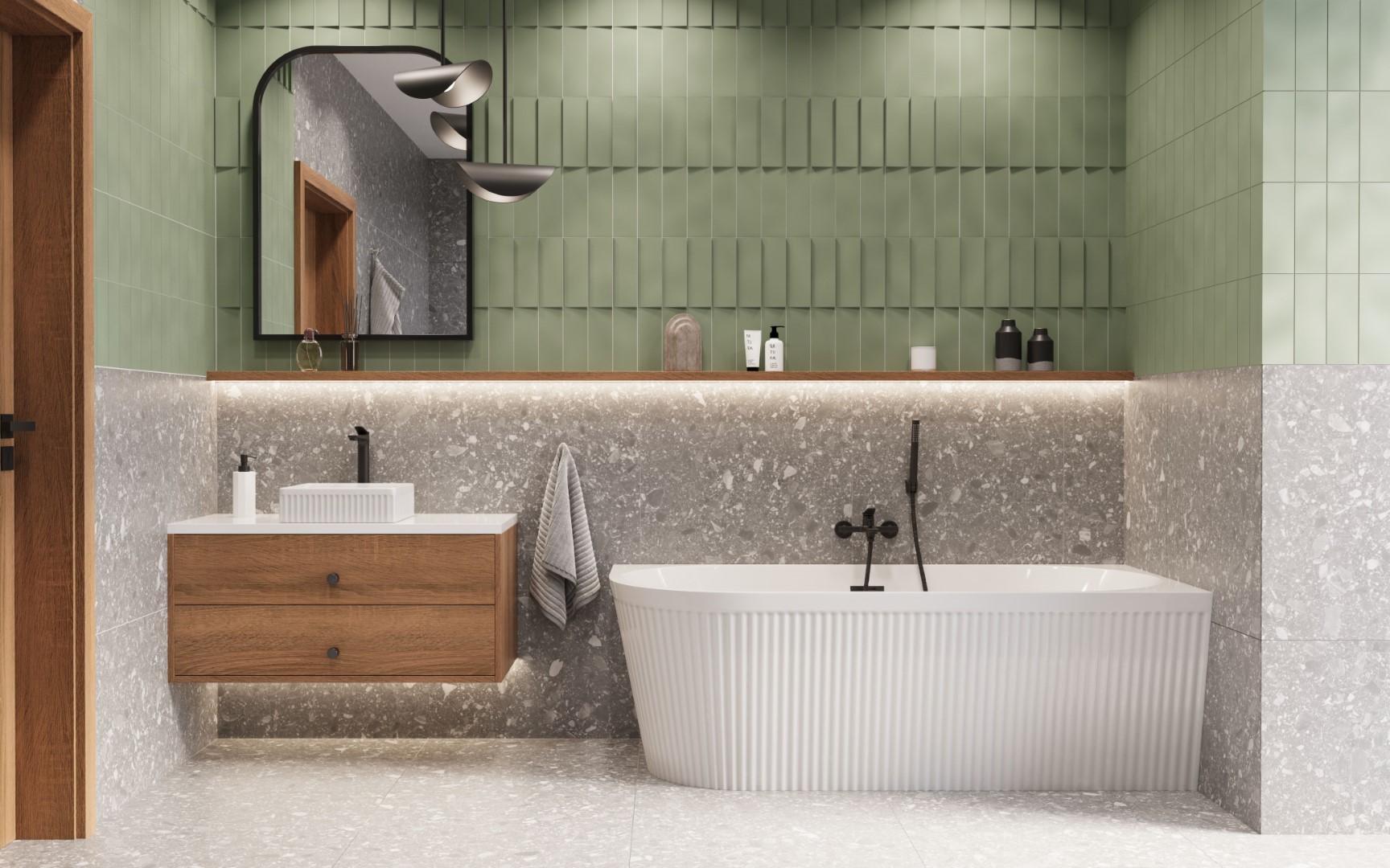 Invena Alonia bateria wannowo-prysznicowa ścienna czarna BW-70-004-V