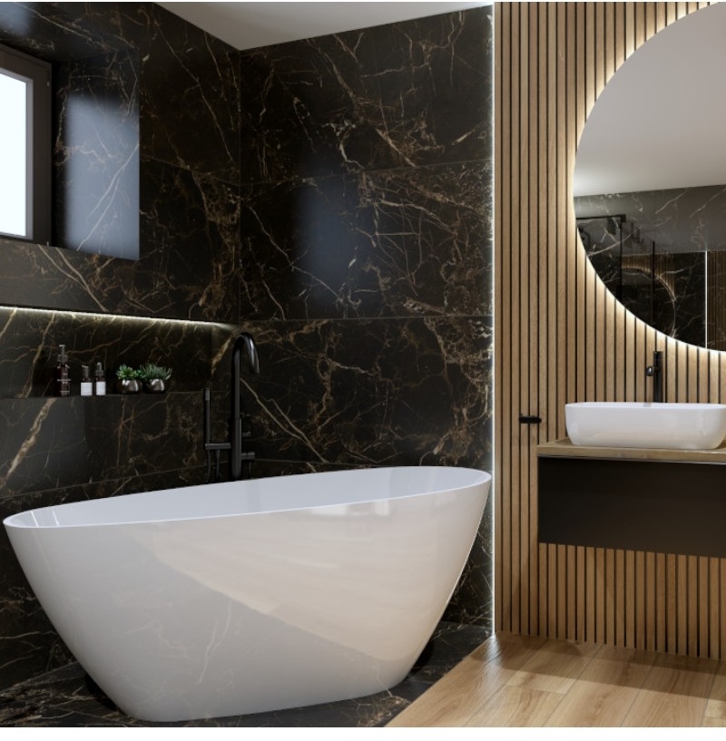 LaVita Pietra wanna wolnostojąca 150x70 cm owalna biały połysk