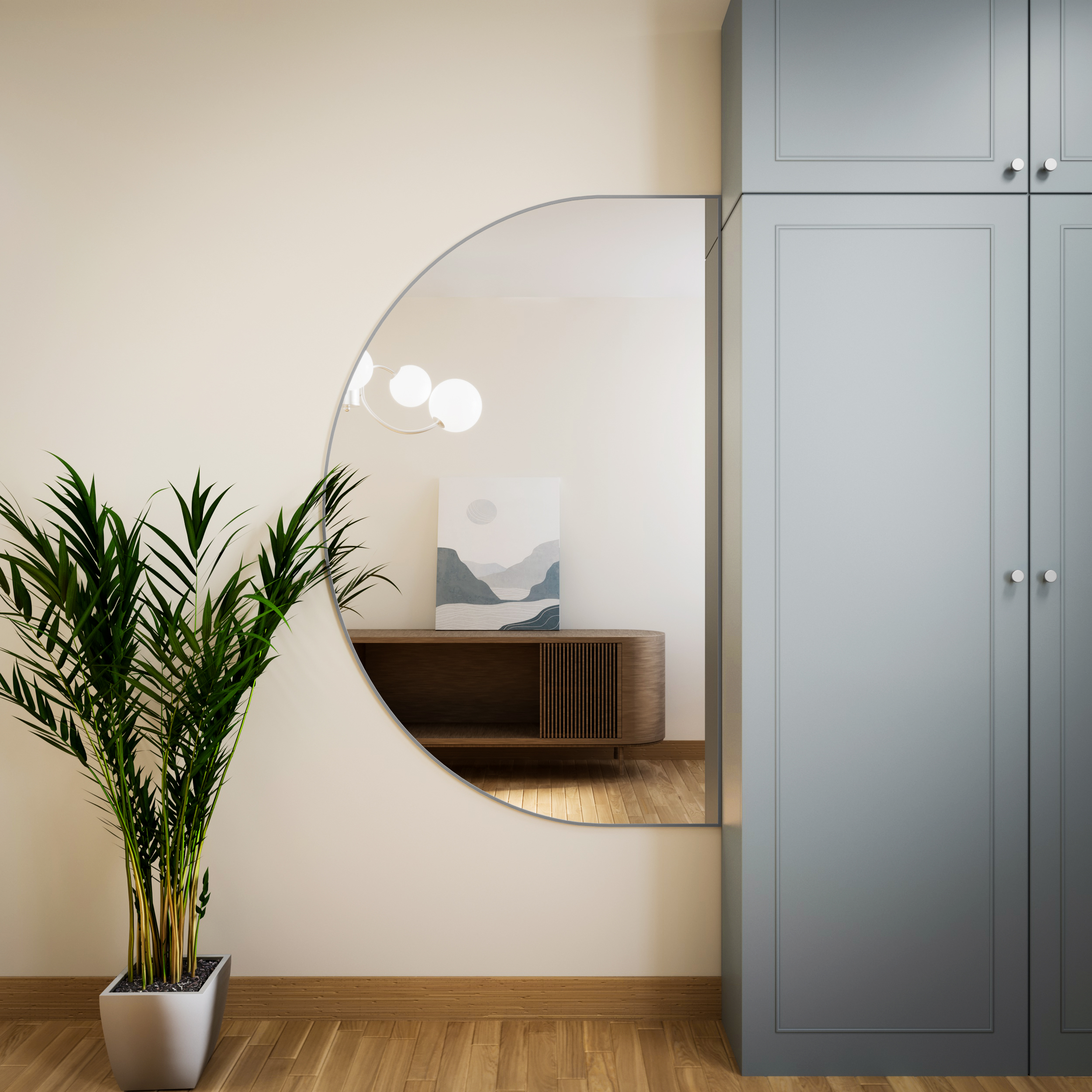 Baltica Design Tiny Border Semi Round lustro 130x75 cm srebrne