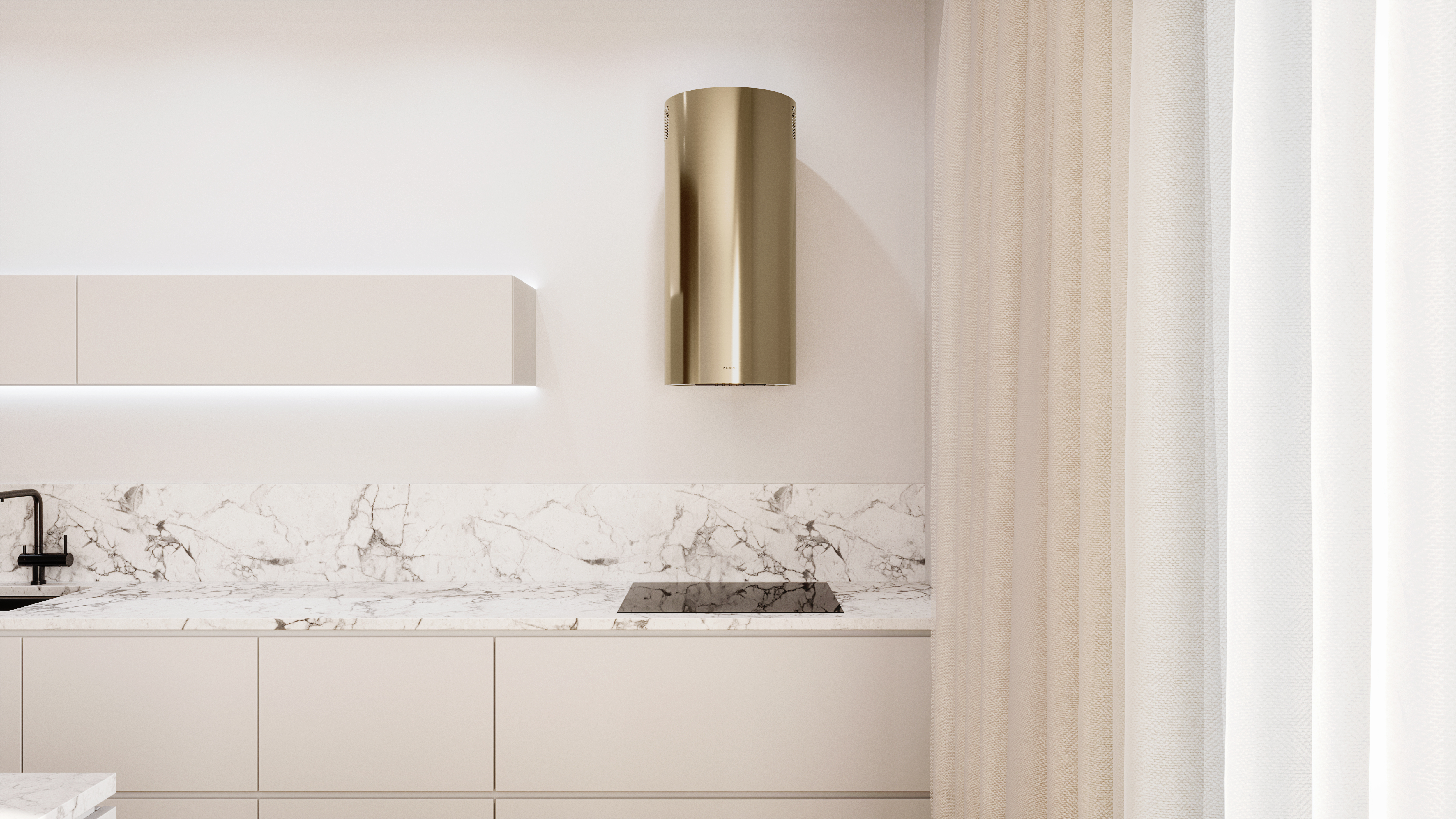 Globalo Design Lobelio okap kuchenny 39 cm ścienny złoty LOBELIO_39_1_CARMEL_GOLD - Wysyłka w 24h