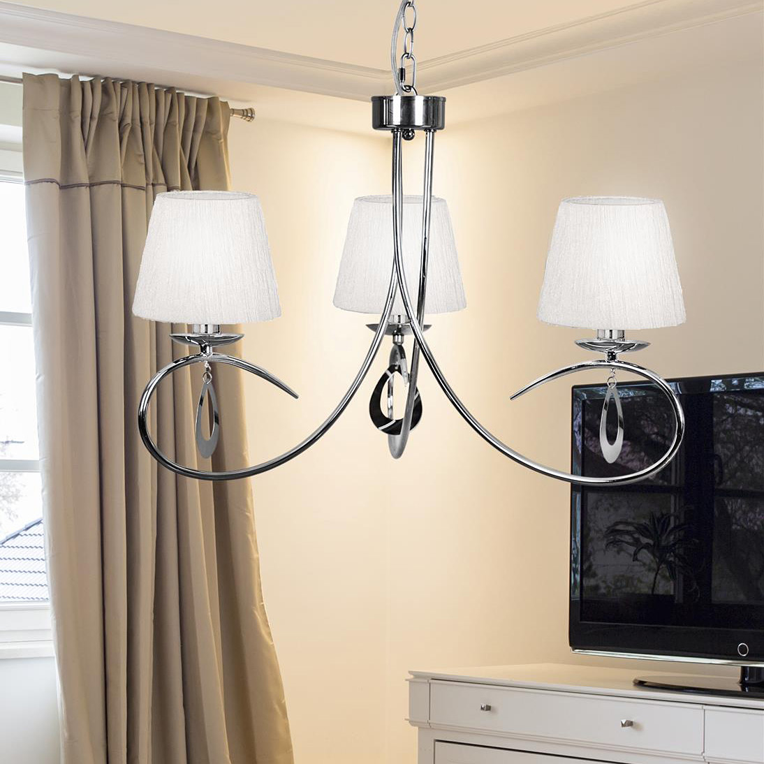 Candellux Arnika lampa wisząca 3x40W chrom/biały 33-21663