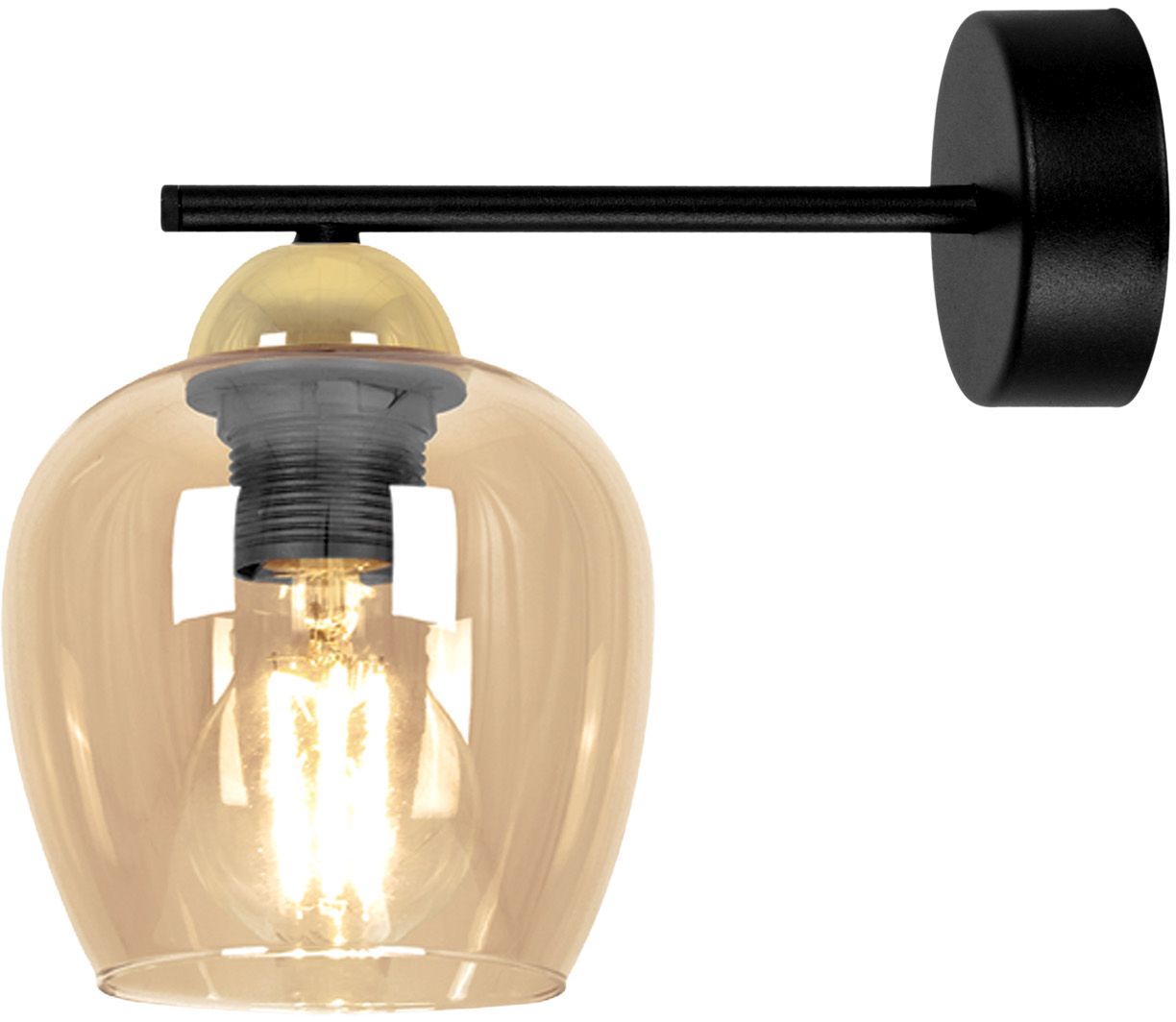 Kaja Tula kinkiet 1x15 W czarny-złoty-bursztynowy K-5608