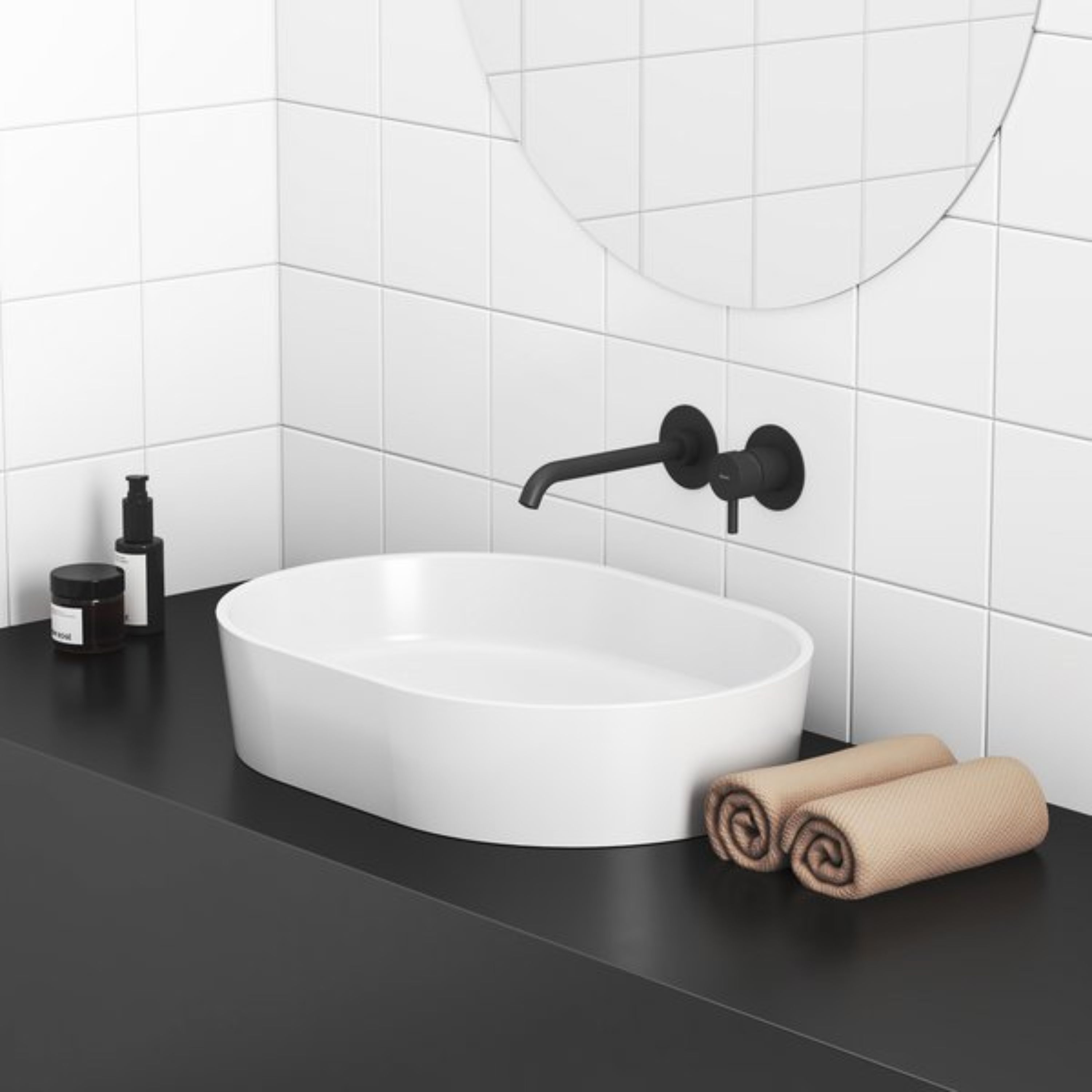 Ravak Moon 2 umywalka 56x40 cm nablatowa owalna biała XJN01300002