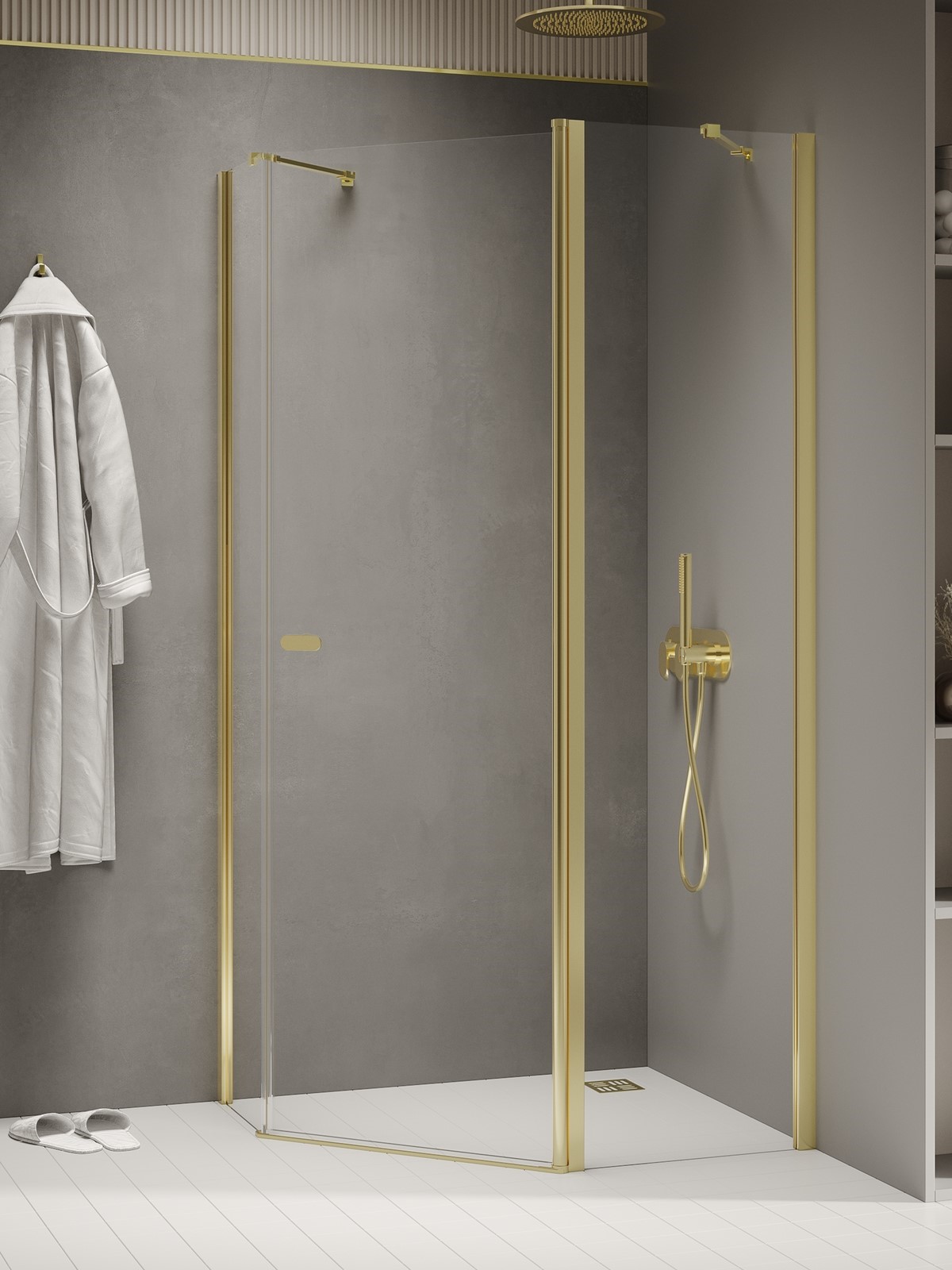 New Trendy New Soleo Light Gold kabina prysznicowa 100x80 cm złoty połysk/szkło przezroczyste K-1665