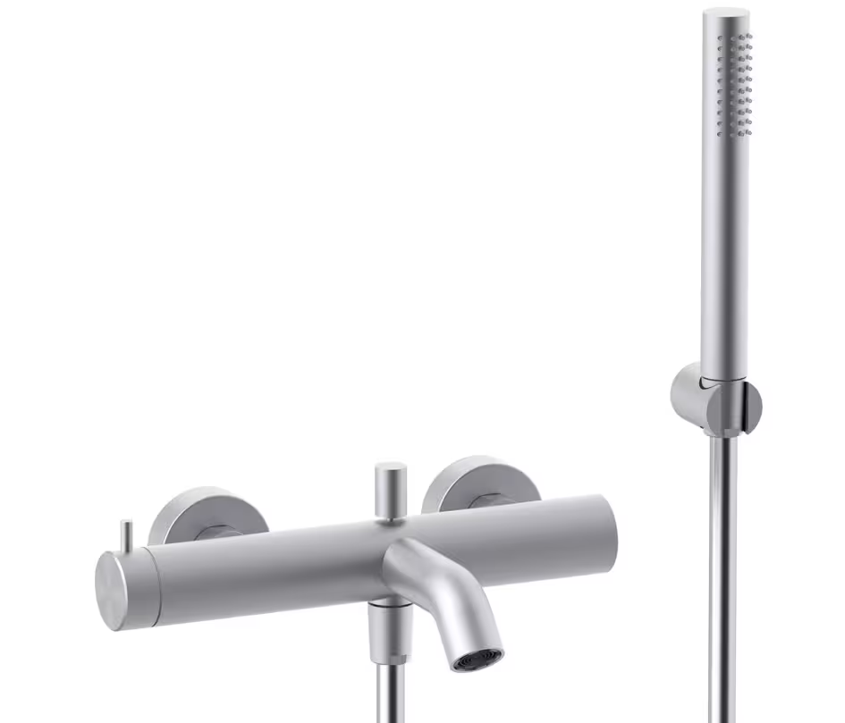 Paffoni Inox Tech bateria wannowo-prysznicowa ścienna stal szczotkowana INOX026AC