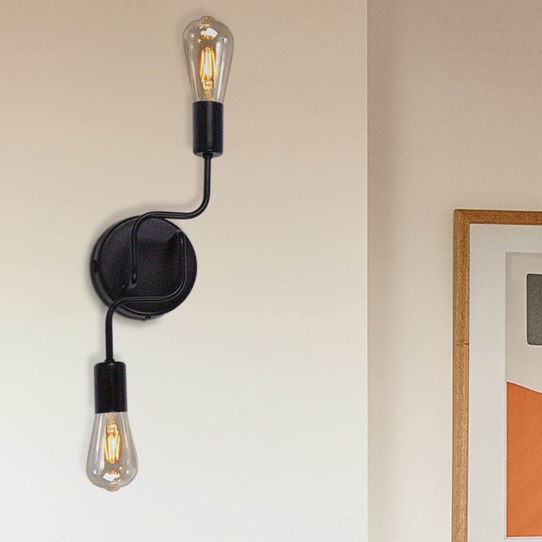 Kaja Skadi kinkiet 2x60W czarny K-3895