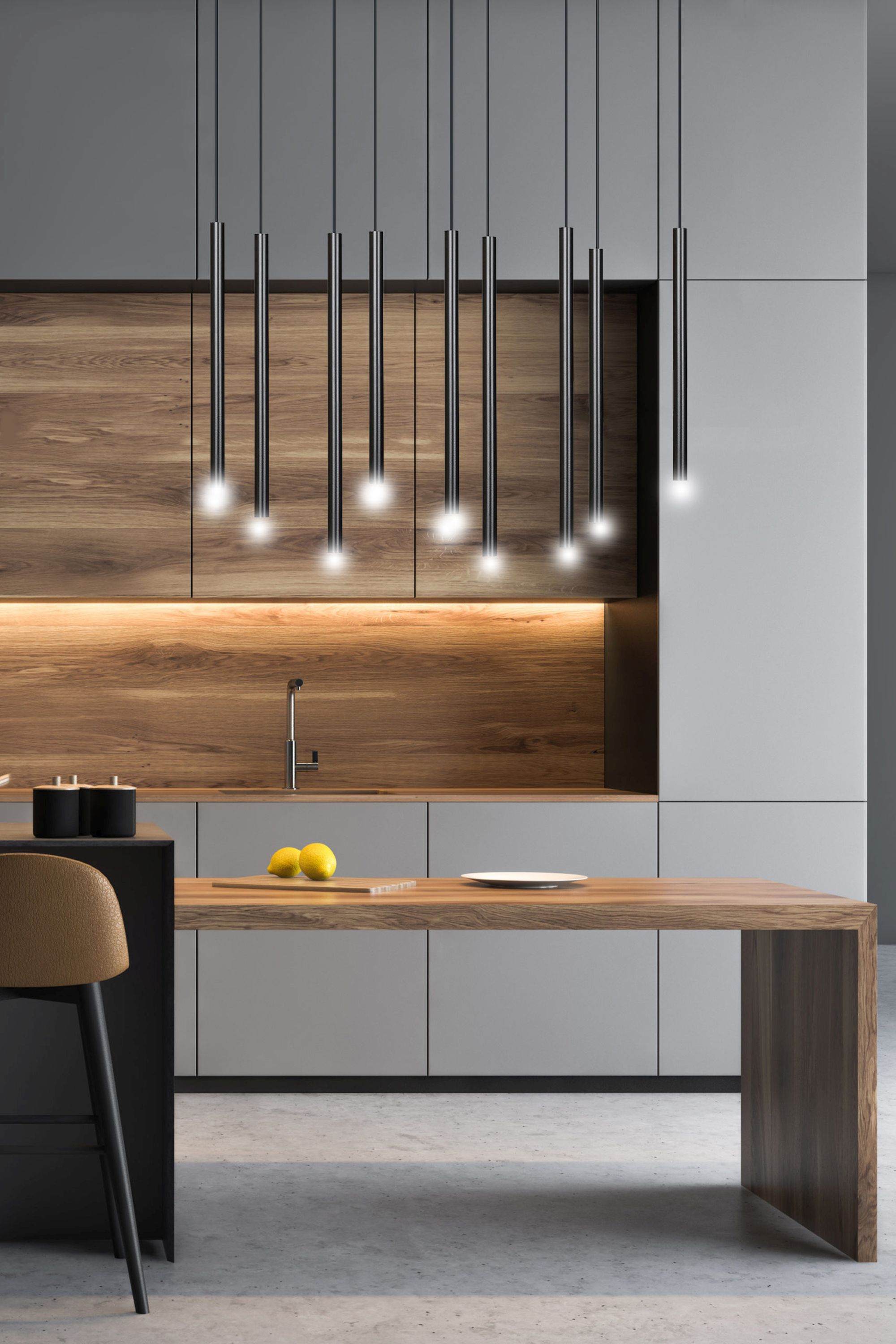 Emibig Selter lampa wisząca 9x8 W czarna 552/9