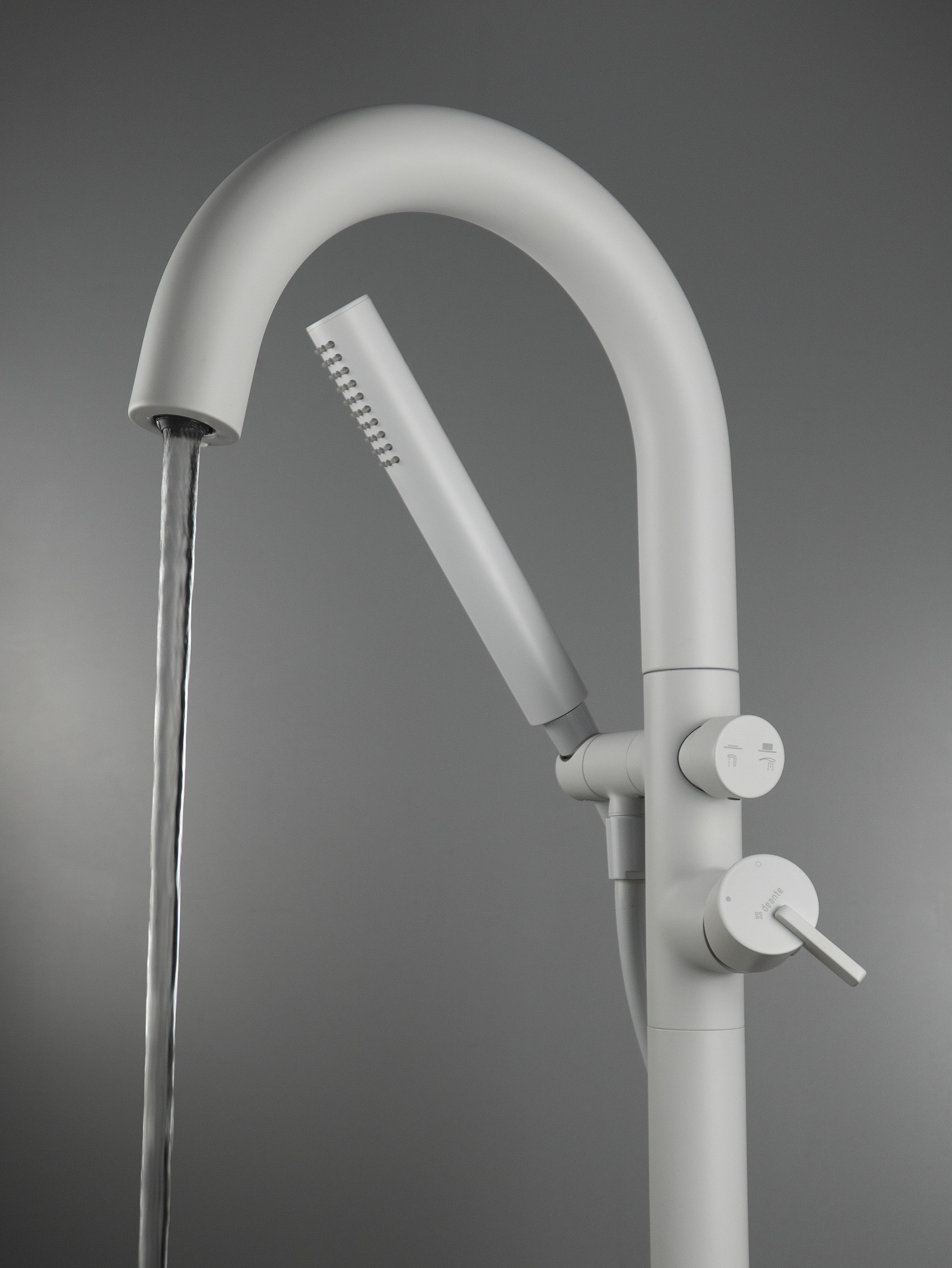 Deante Silia Bianco bateria wannowo-prysznicowa wolnostojąca biały mat BQS_A17N