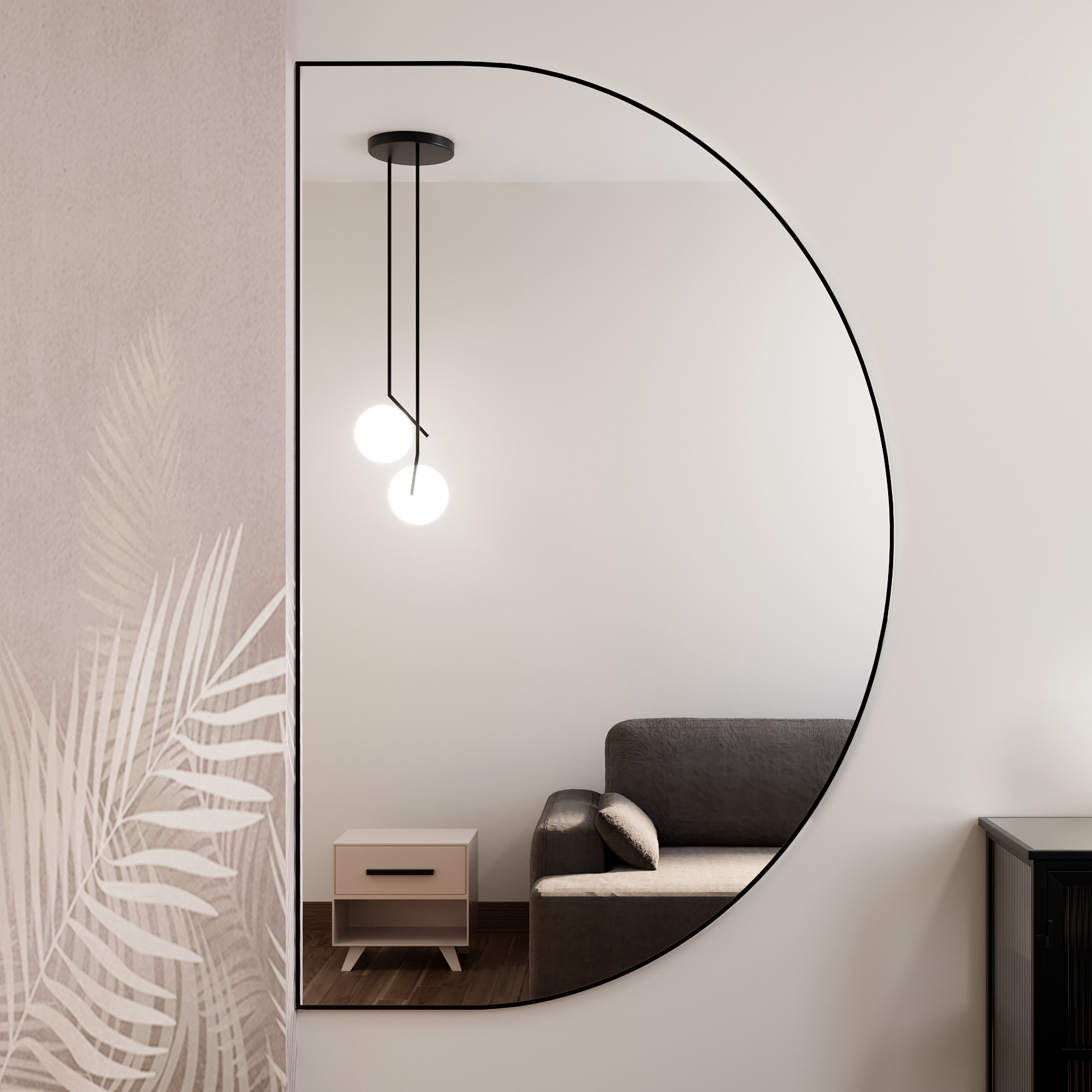 Baltica Design Tiny Border Semi Round lustro 80x60 cm czarne