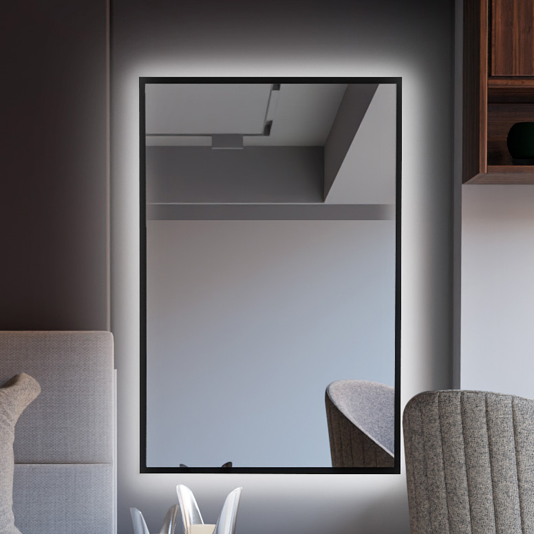 Baltica Design Tiny Border Straight lustro 60x90 cm prostokątne z oświetleniem czarny