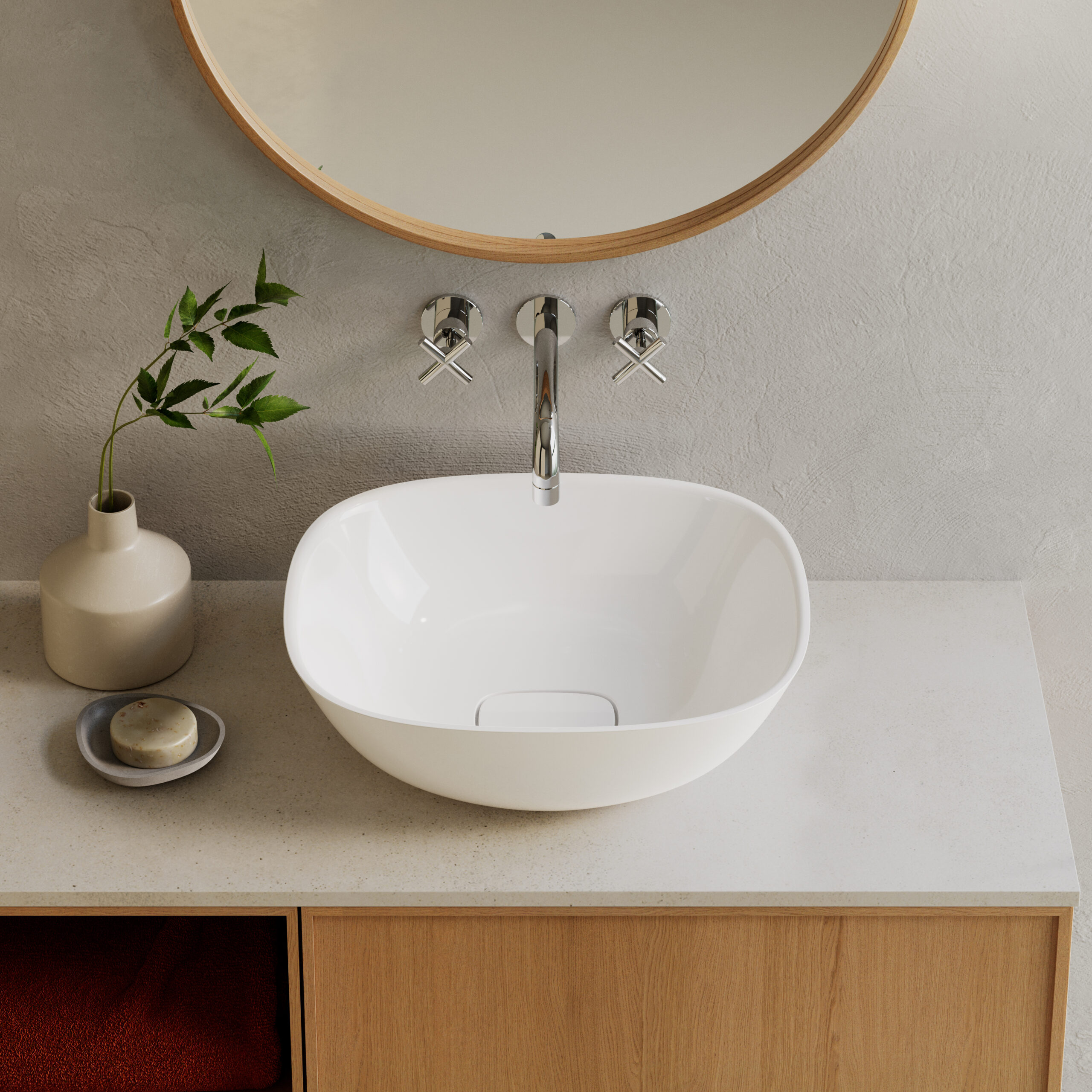 Lavaberg Hav umywalka 50x43 cm prostokątna nablatowa biały połysk 663129051003