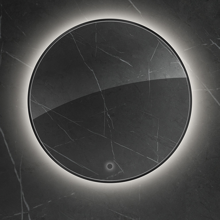 Oltens Nordlis lustro 60x60 cm okrągłe z oświetleniem od tyłu z matą grzewczą czarny 64108300 - Wysyłka w 24h