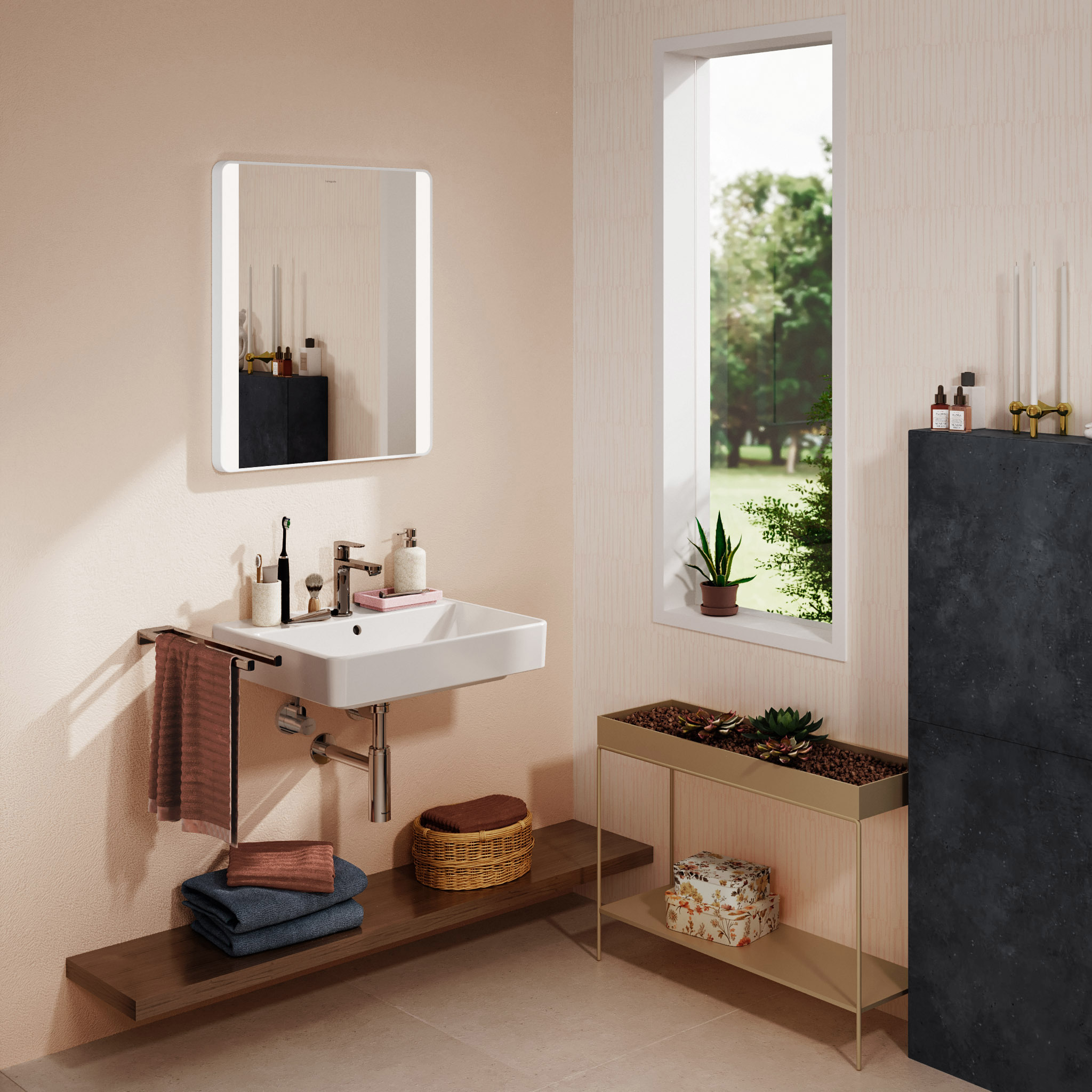 Hansgrohe Xarita Lite Q lustro 60x70 cm prostokątne z oświetleniem biały 54975700