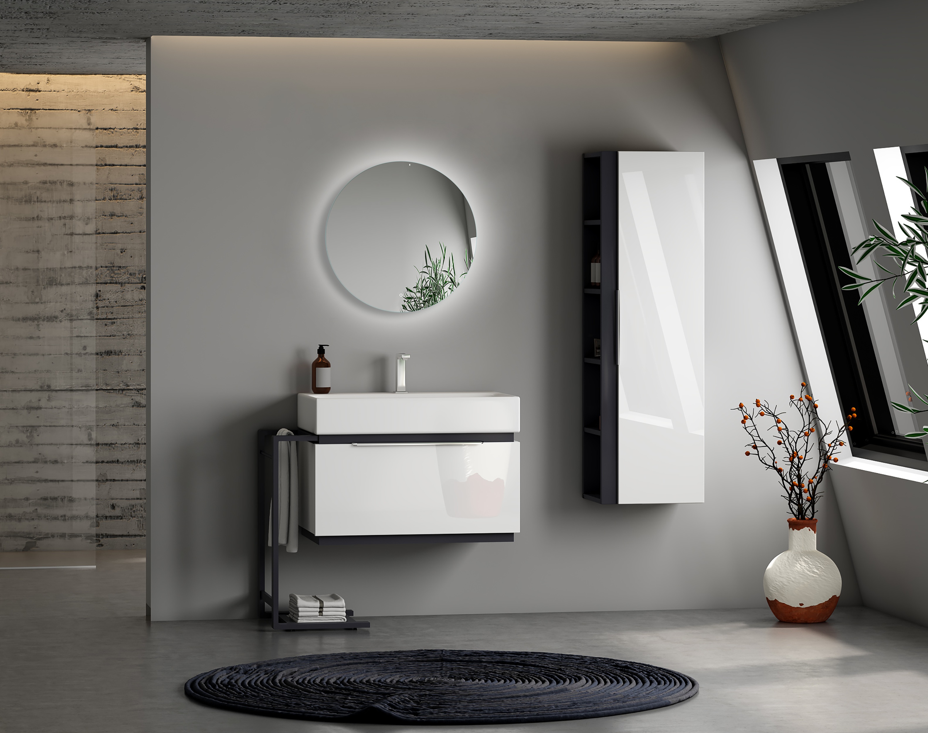 Venti Koło Led lustro 50x50 cm okrągłe z oświetleniem