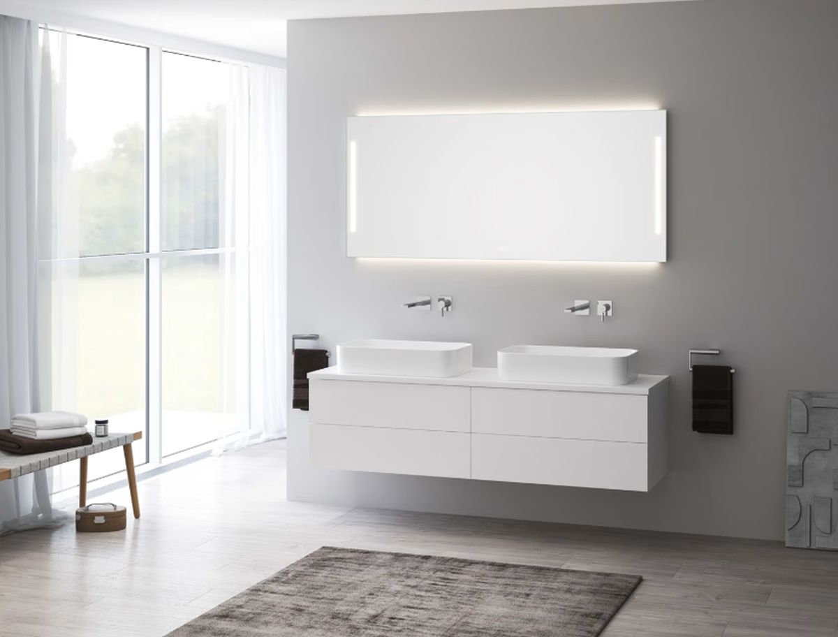 Kronenbach Sun lustro 160x70 cm prostokątne z oświetleniem srebrny US167082KBSNLEDN