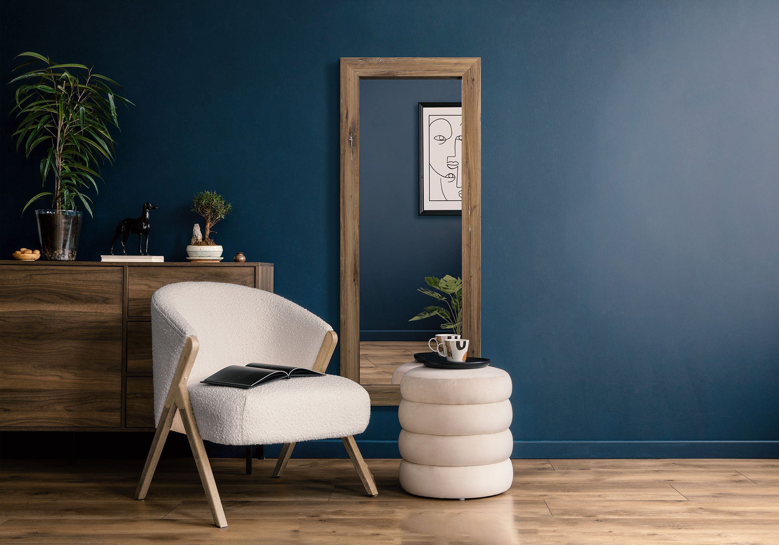 Styler Jyvaskyla lustro 148x56 cm prostokątne rama truflowa LU-12451