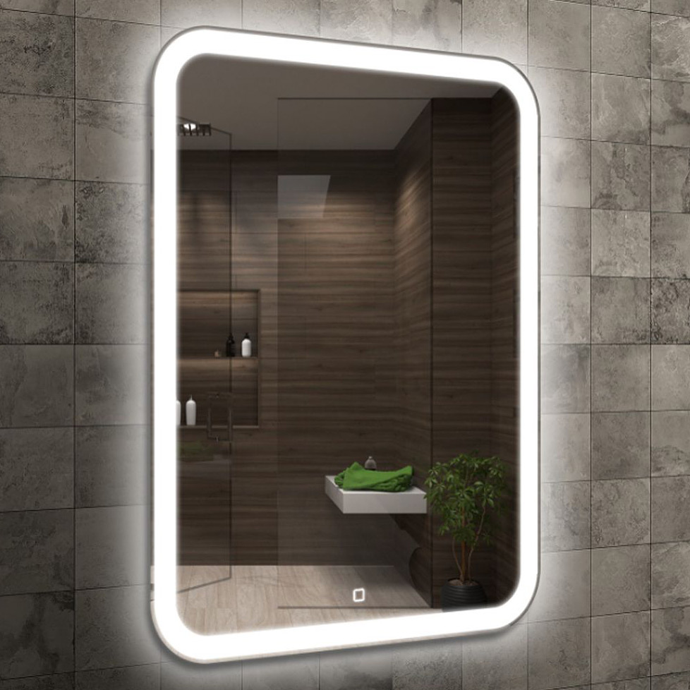 Venti Prima lustro 60x80 cm prostokątne z oświetleniem srebrny - Wysyłka w 24h