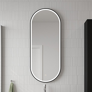 Oltens Nordlis lustro 50x120 cm owalne z oświetleniem z przodu z matą grzewczą czarny 64104300 - Wysyłka w 24h