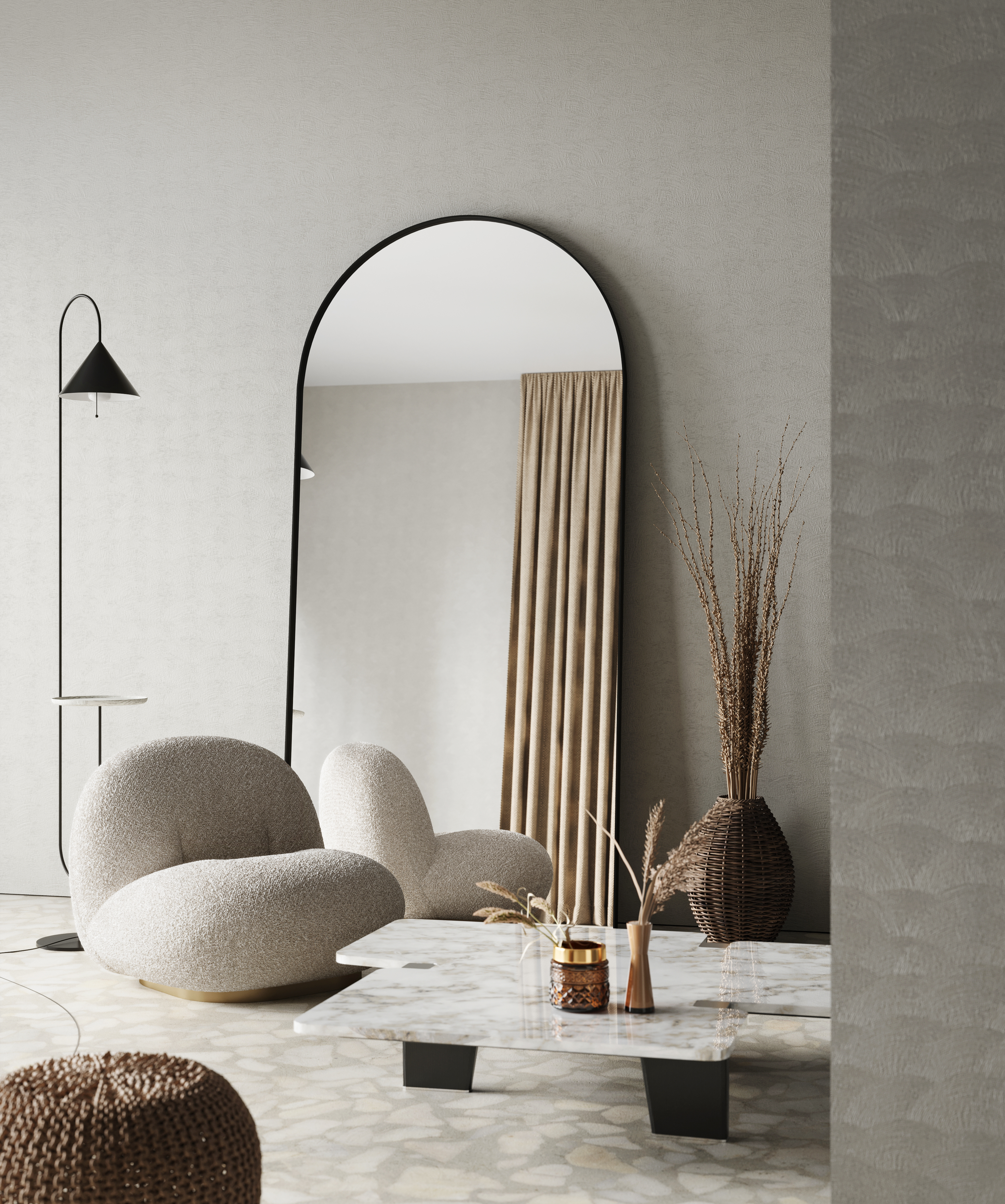 HoM Laval lustro 80x140 cm rama stalowa czarny L-80x140-BLC50x4