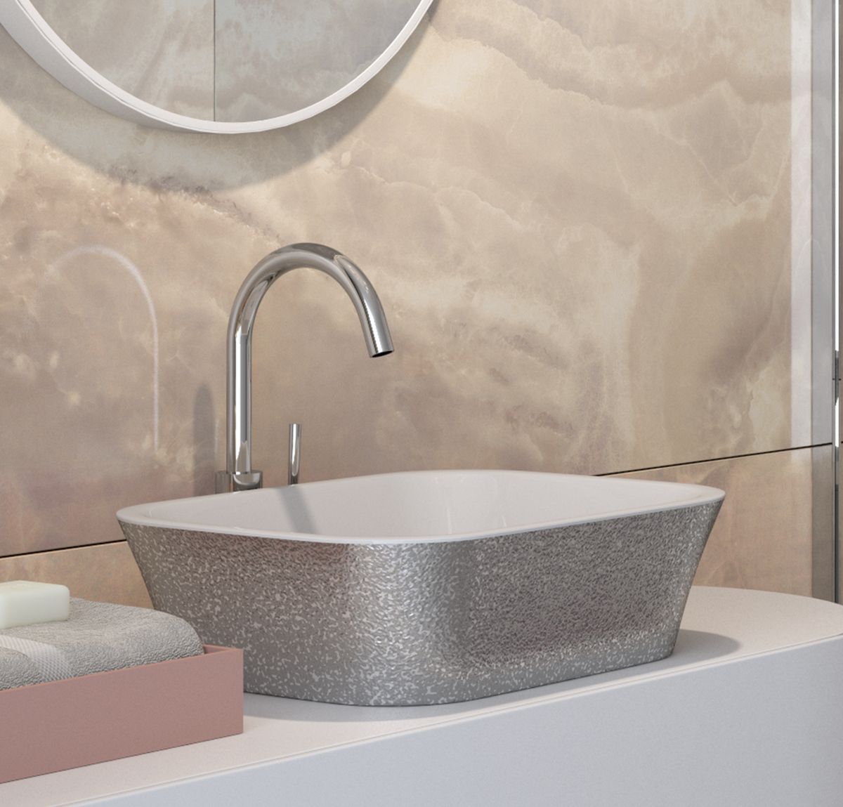 Besco Illusion I bateria umywalkowa stojąca wysoka złoty połysk BU-II-ZL