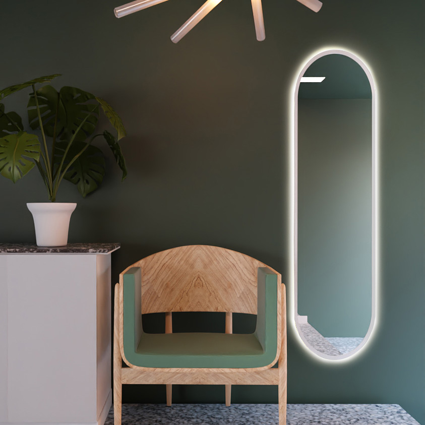 Baltica Design Tiny Border Pastille lustro 40x155 cm owalne z oświetleniem biały