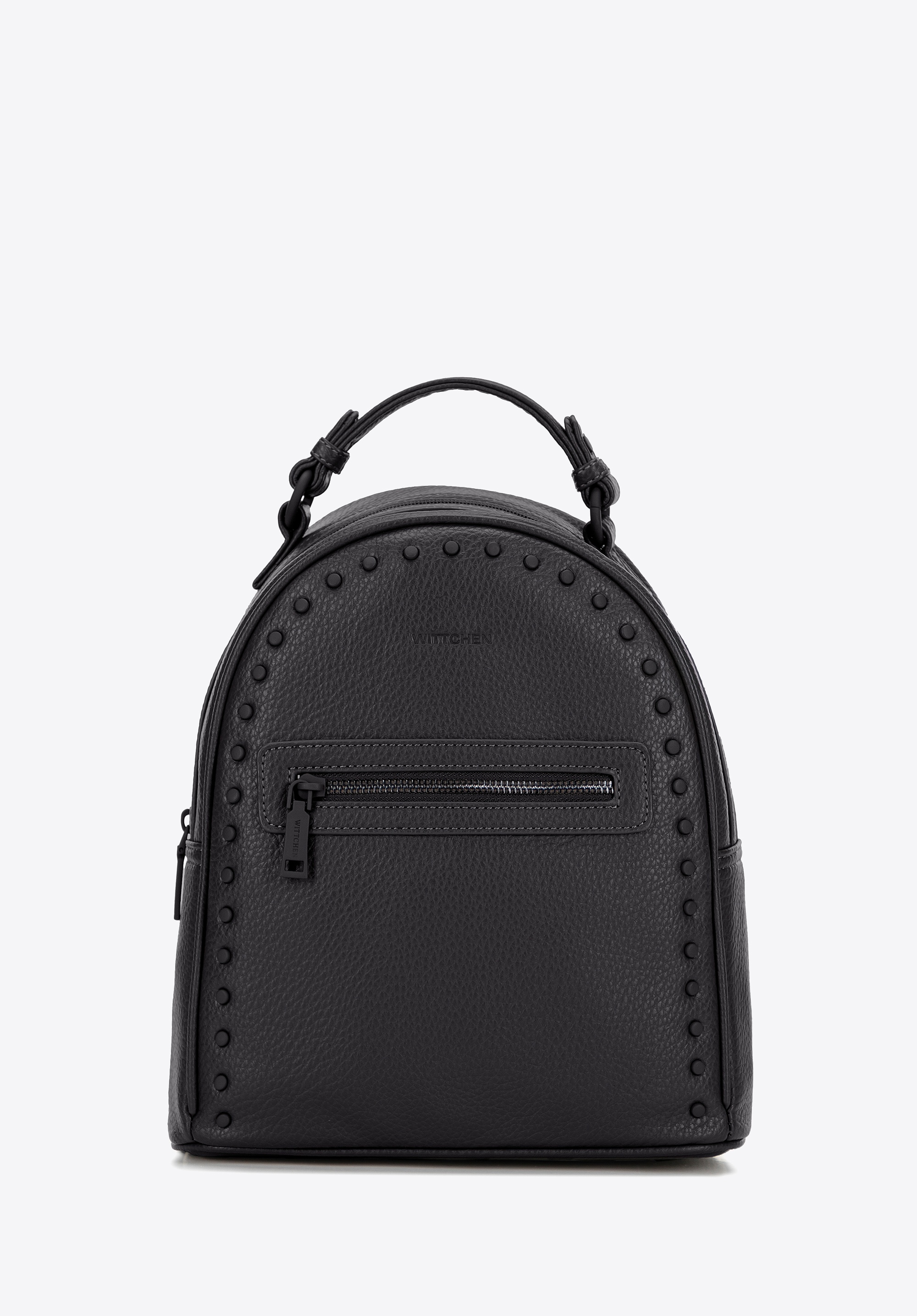 Dodatkowe rabaty - Damski plecak z imitacji skóry z jednolitymi dżetami czarny