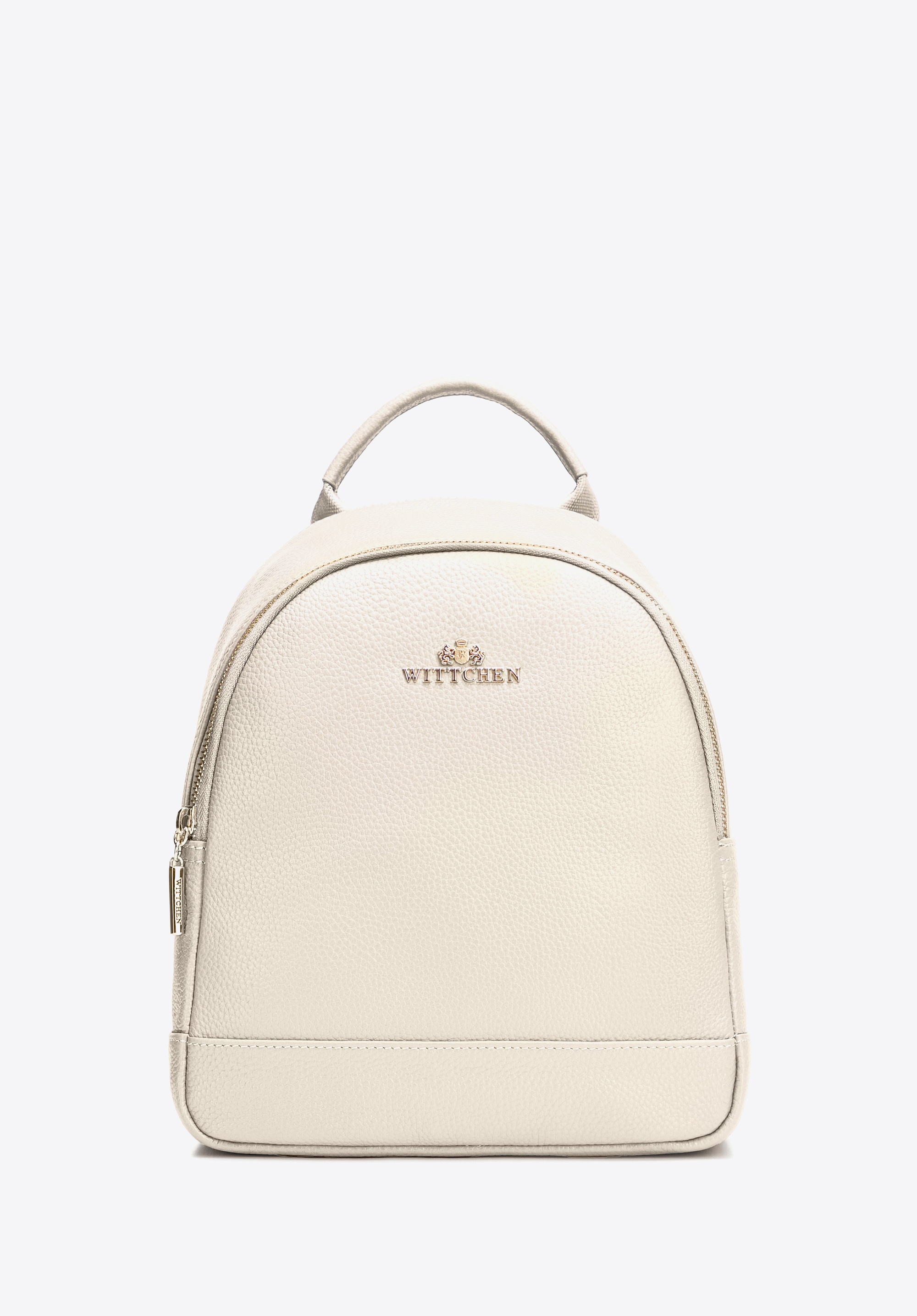 Mały plecak damski ze skóry naturalnej groszkowej kremowy