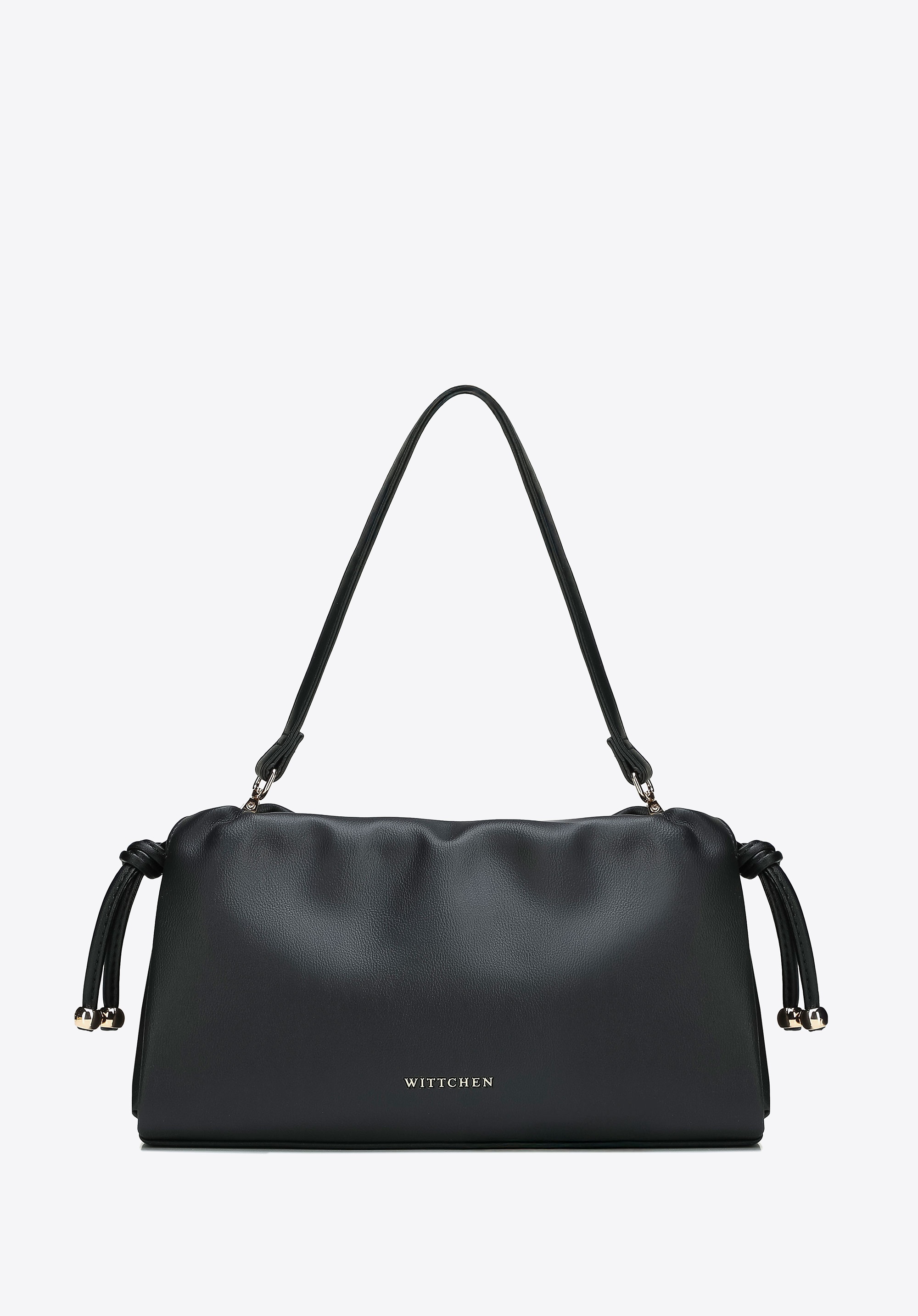 Mała listonoszka ze skóry ekologicznej z troczkiem czarna