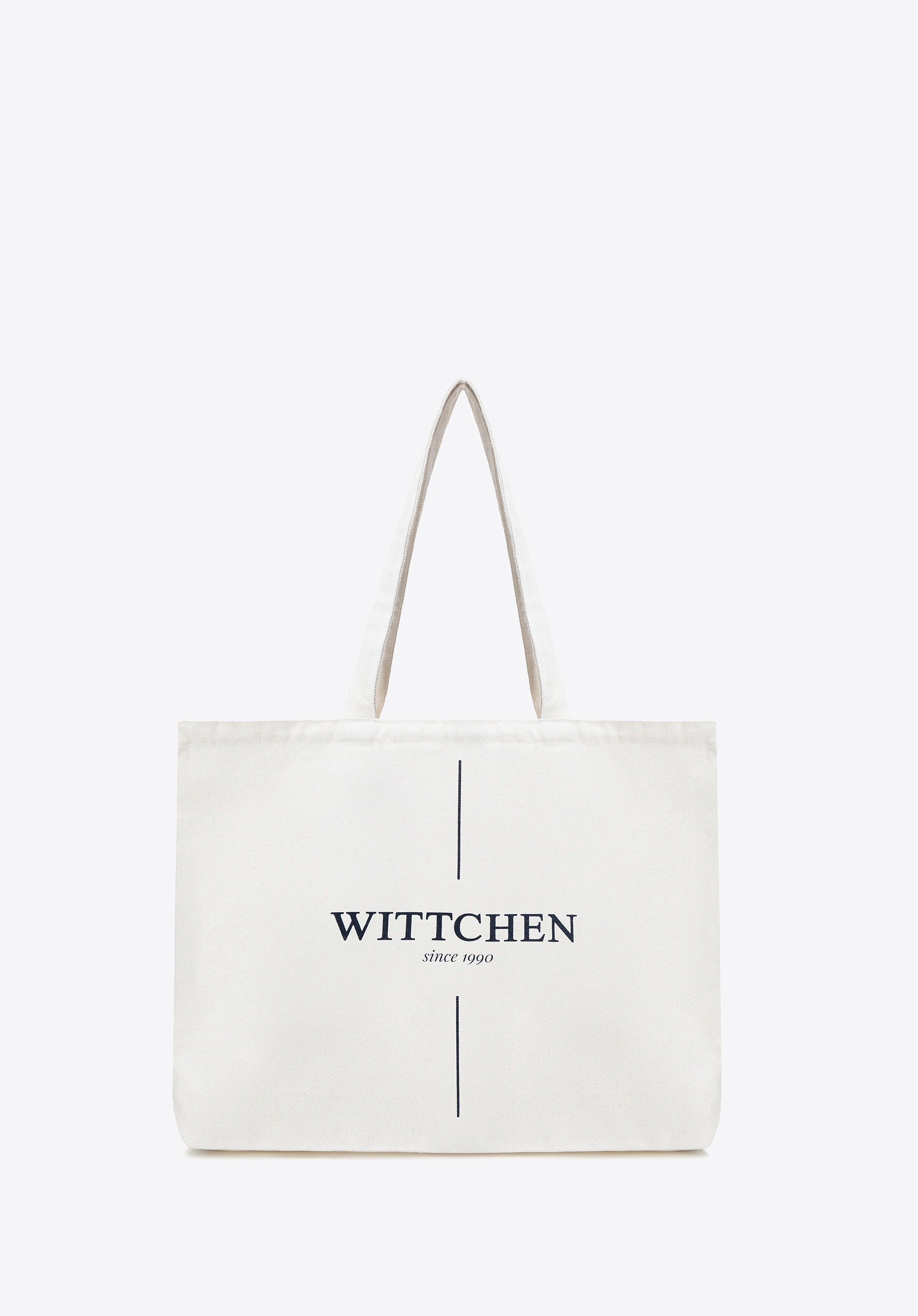 Duża torba płócienna z logo kremowo - granatowa