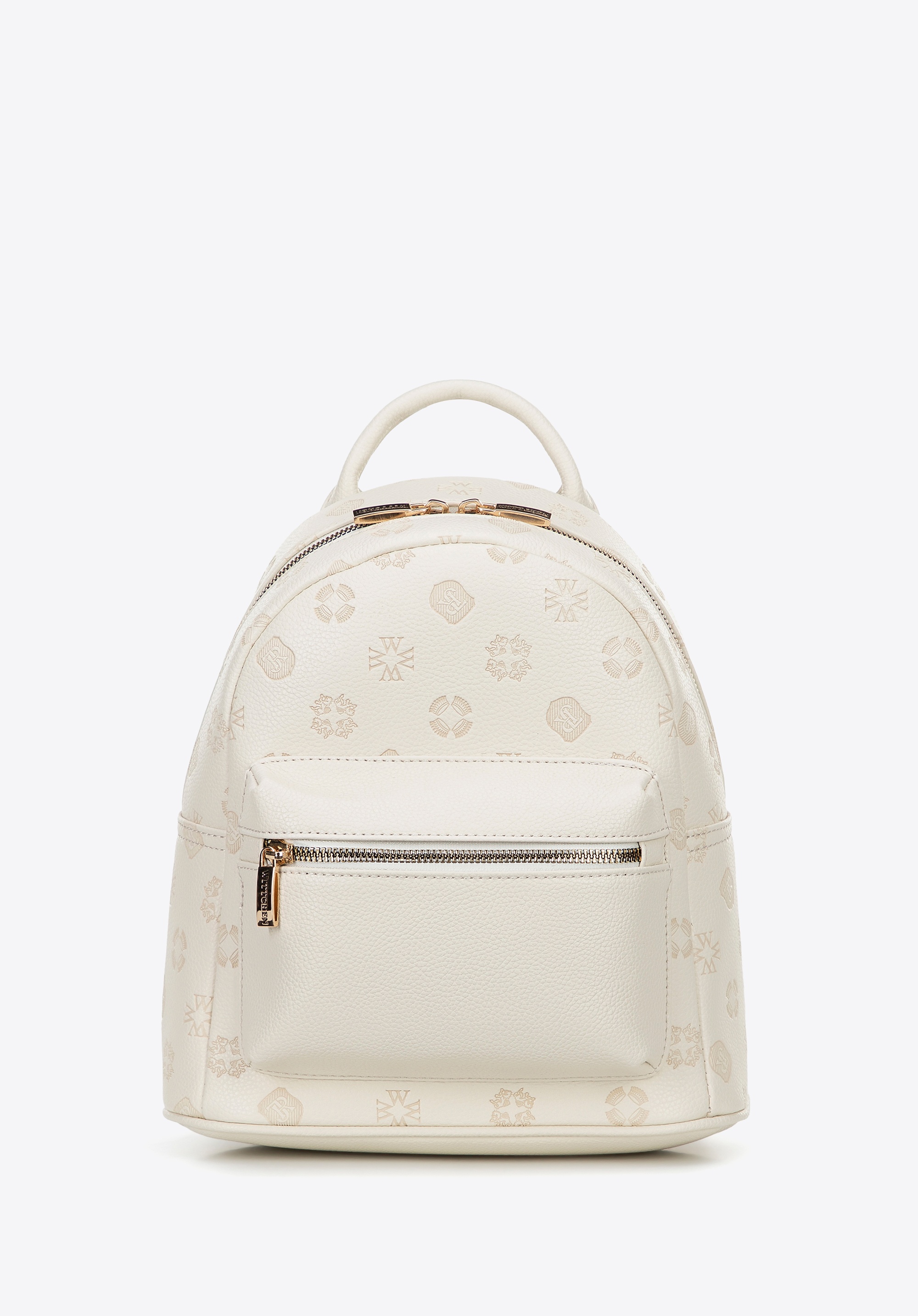 Dodatkowe rabaty - Damski plecak z imitacji skóry w tłoczenie kremowy