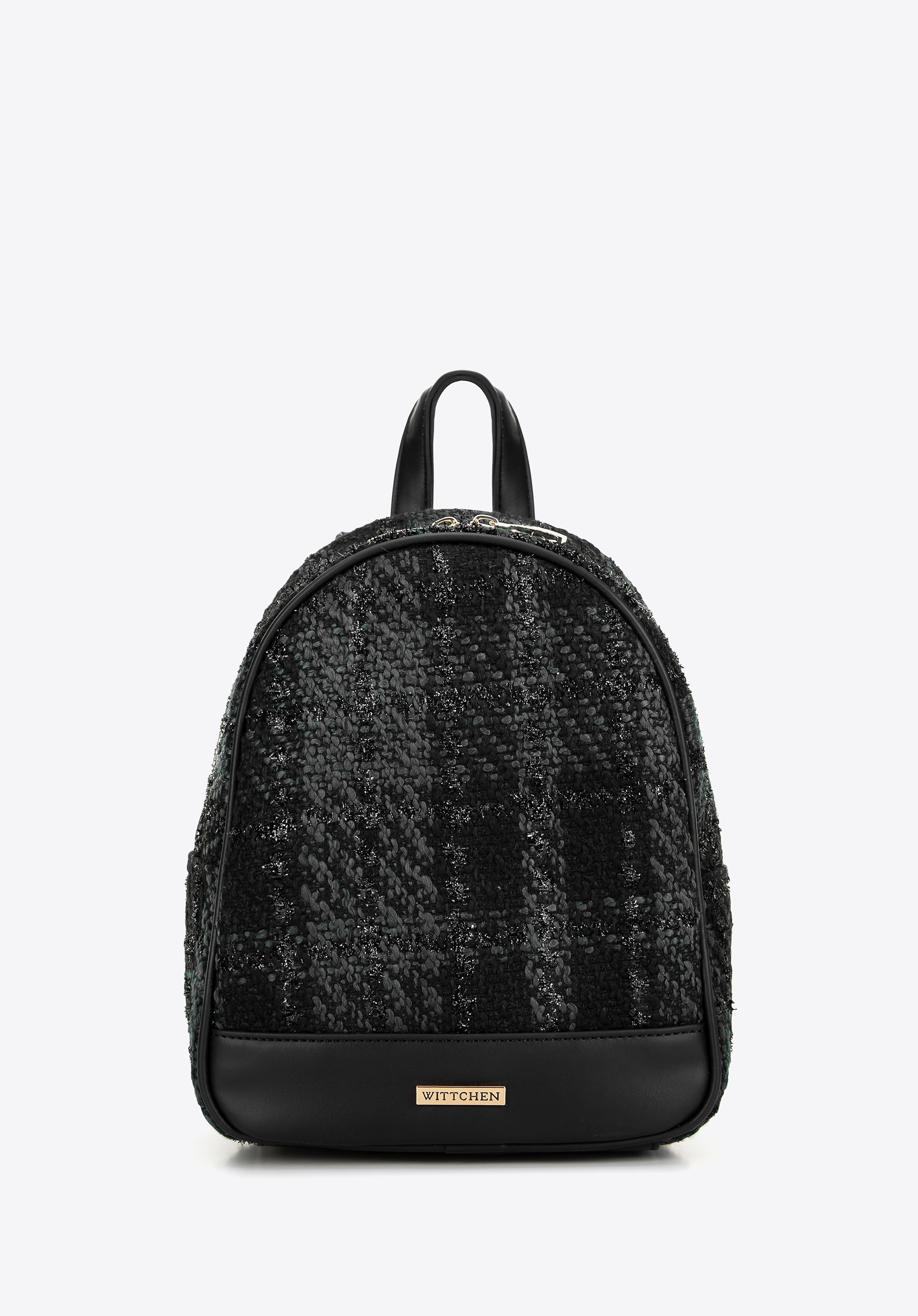 Damski plecak z tkaniny bouclé czarny