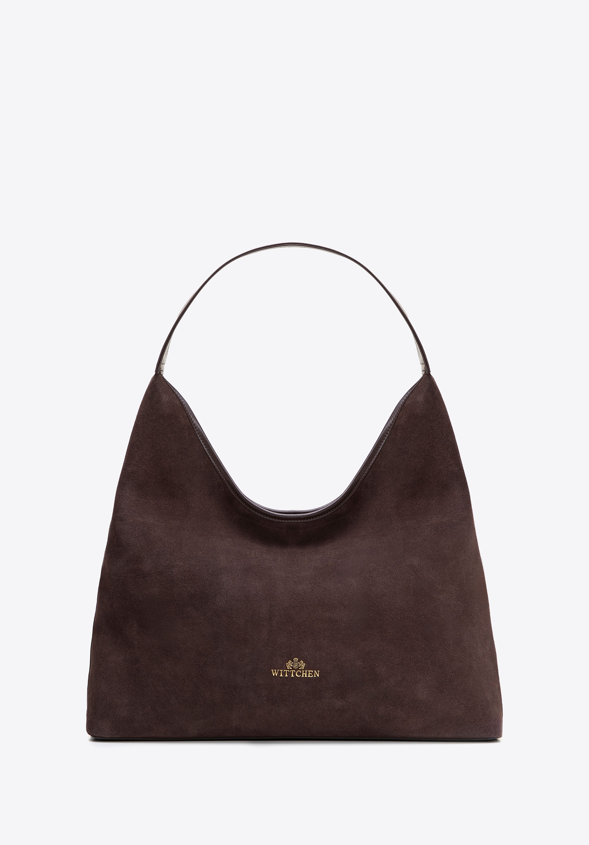 Damska shopperka typu hobo ze skóry zamszowej ciemny brąz