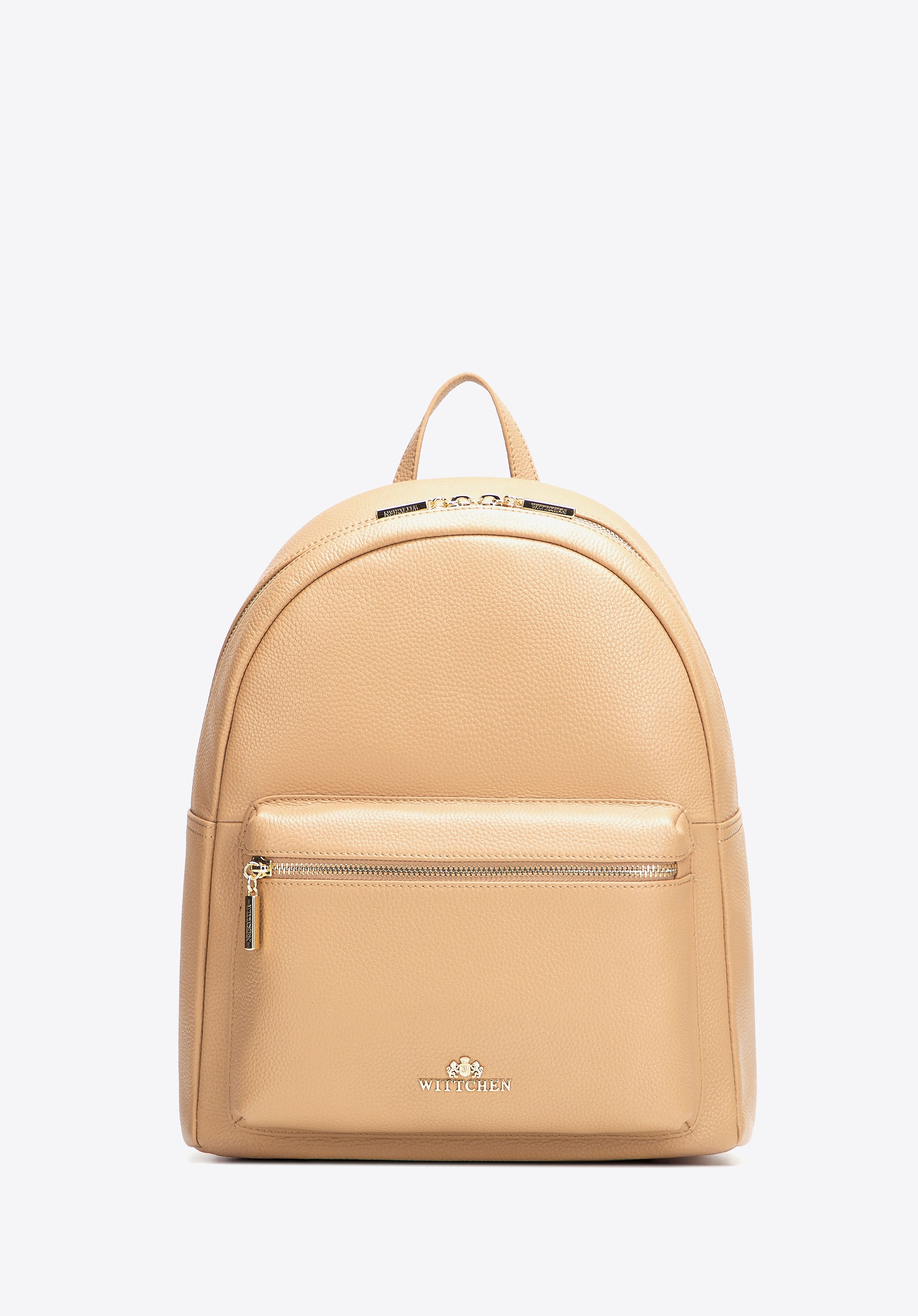 Duży plecak damski ze skóry naturalnej groszkowej beżowy