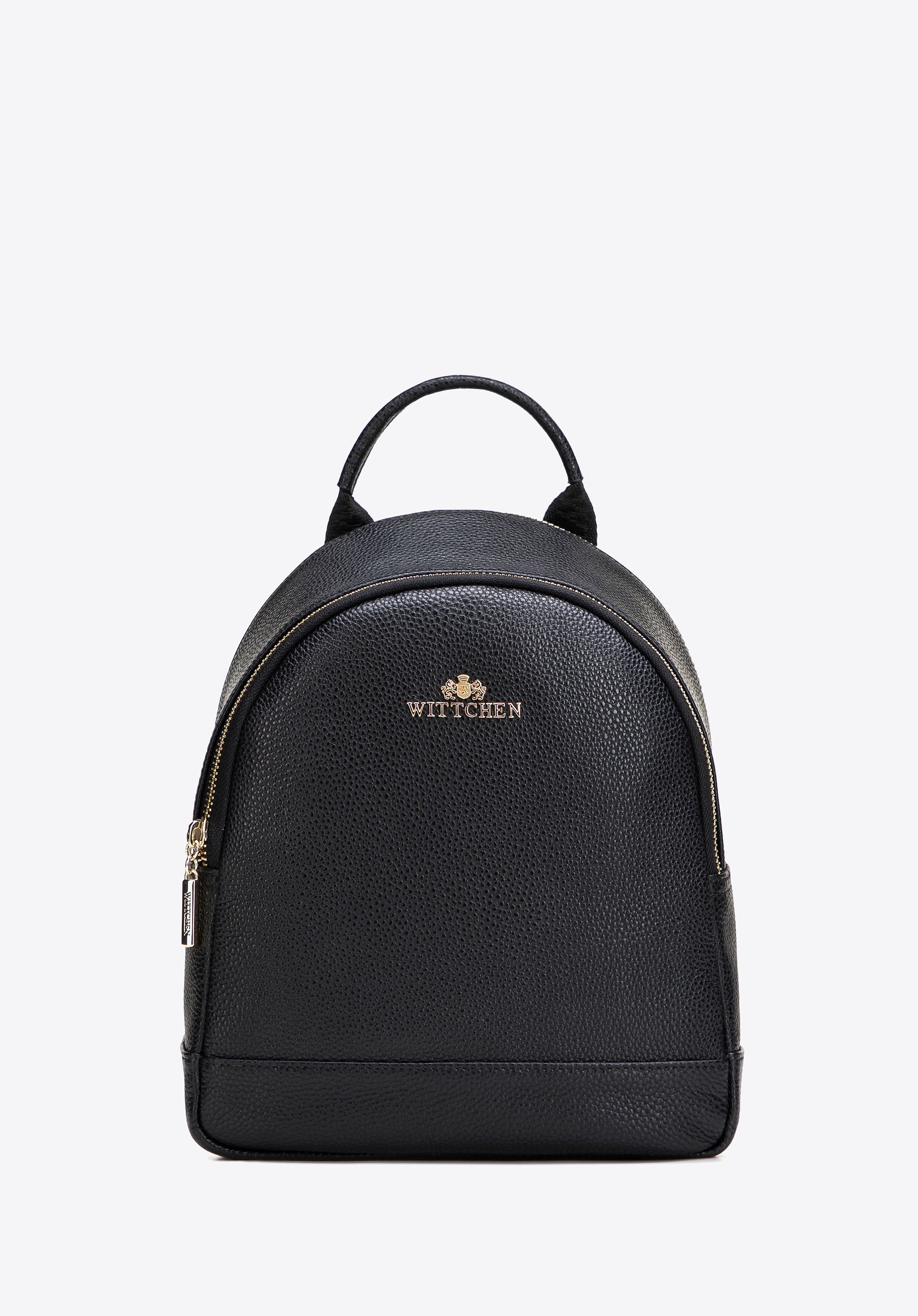 Mały plecak damski ze skóry naturalnej groszkowej czarny