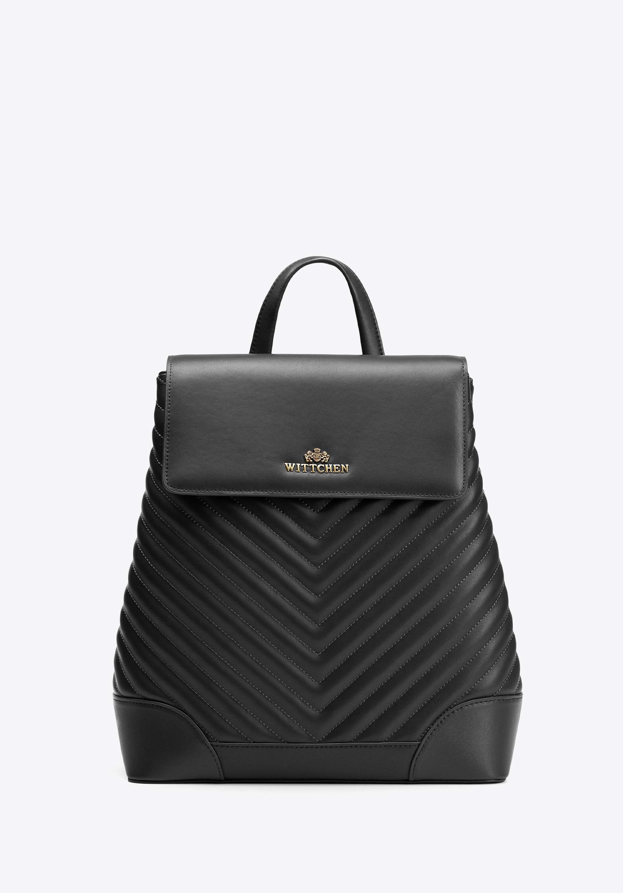 Damski plecak ze skóry naturalnej z przeszyciami czarny