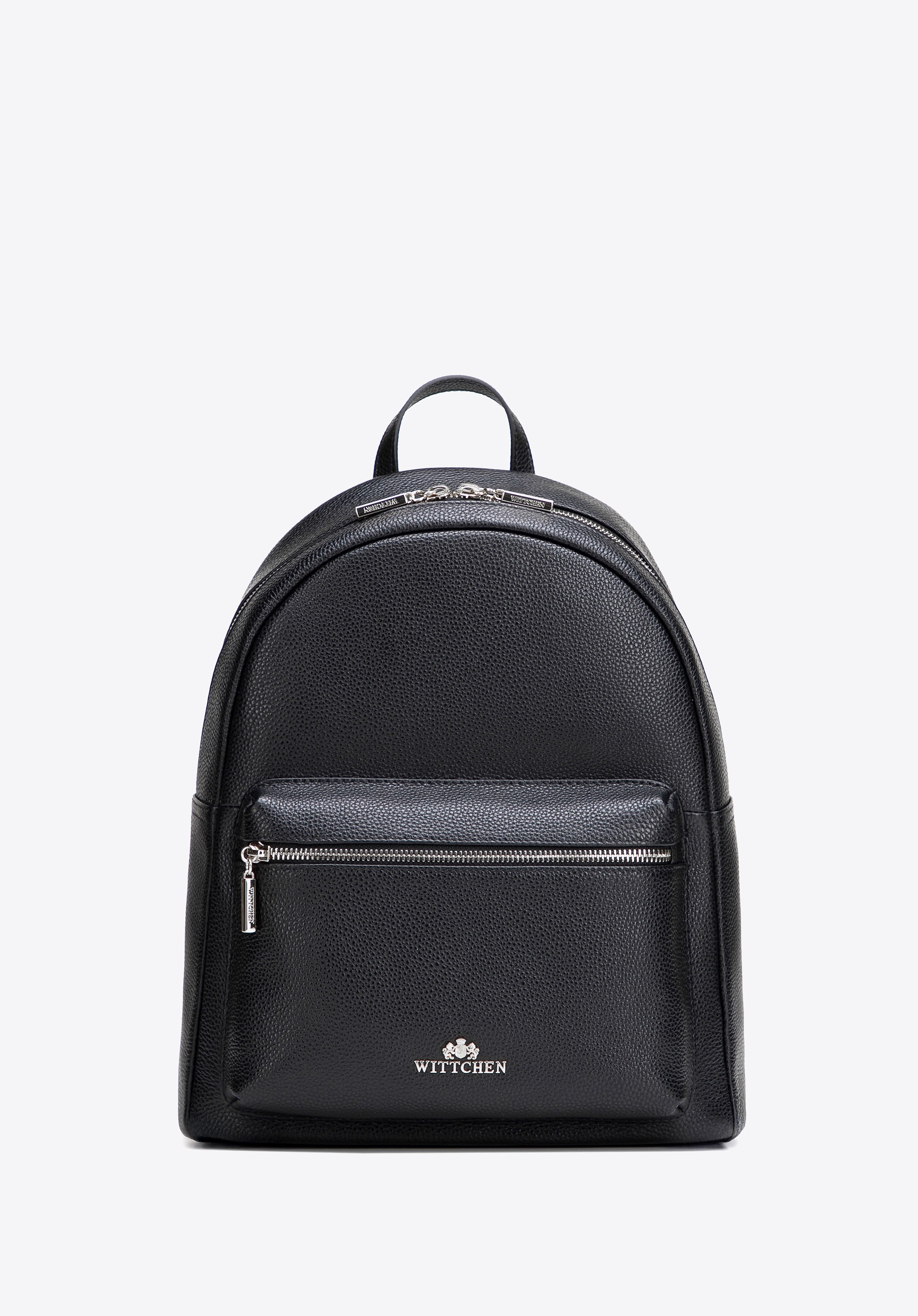 Duży plecak damski ze skóry naturalnej groszkowej czarno - srebrny