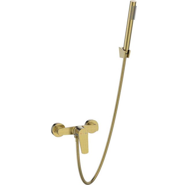 INVENA Bateria prysznicowa ścienna ALONIA z zestawem prysznicowym zło