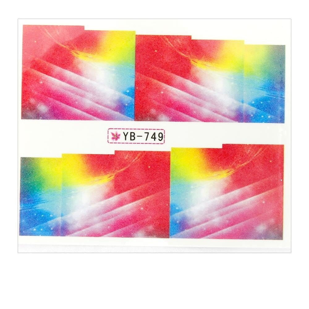 Naklejki wodne do paznokci arkusz 6,5 x 5,5 cm na 10 palców yb Nr 749