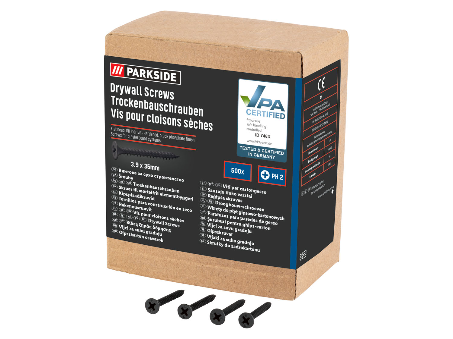 Parkside Wkręty do suchej zabudowy, z łbem trąbkowym, 1 zestaw 3,9 x 35 mm