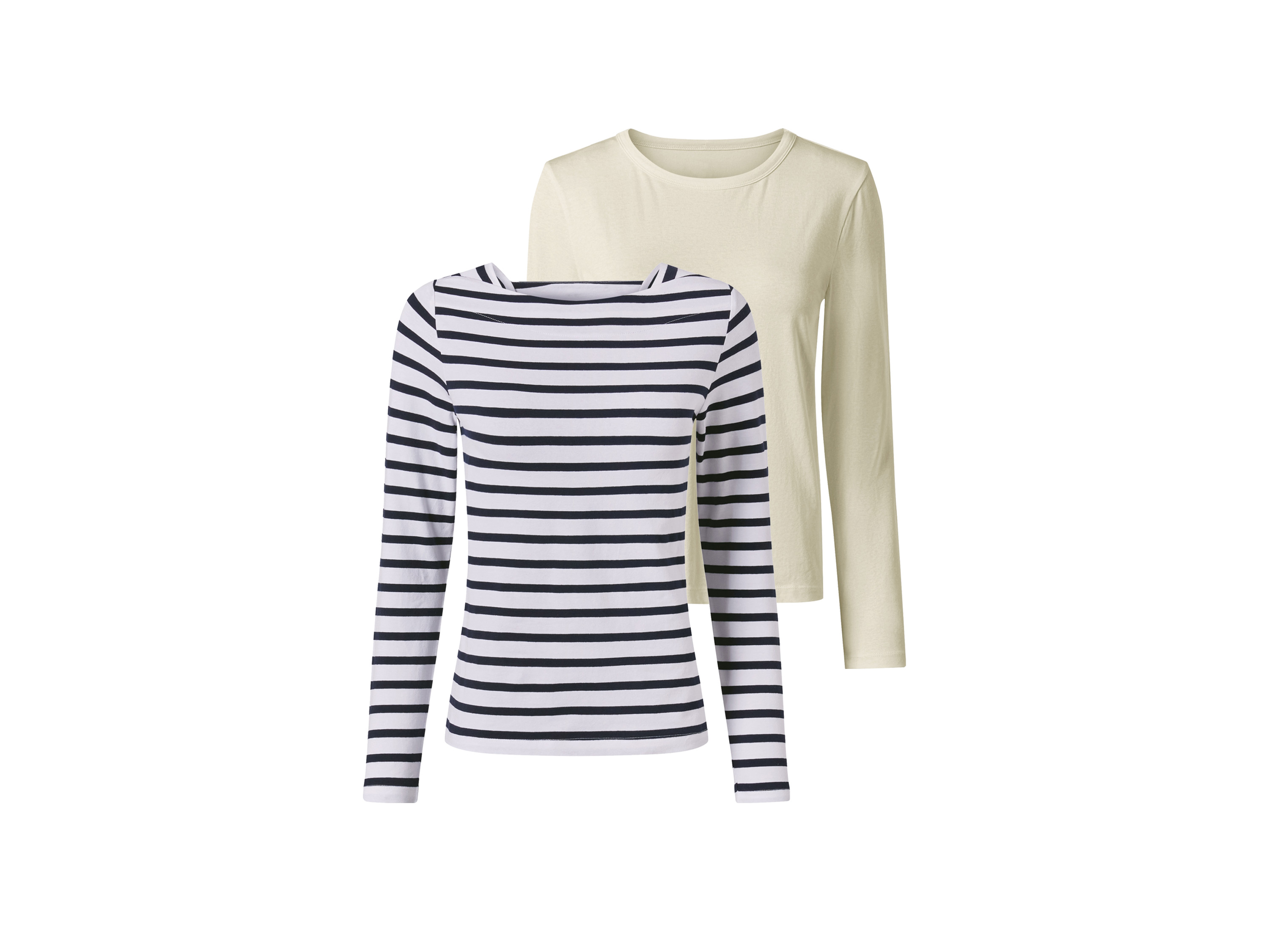 esmara Koszulki damskie z bawełną, 2 sztuki Biały/granatowy, L44/46