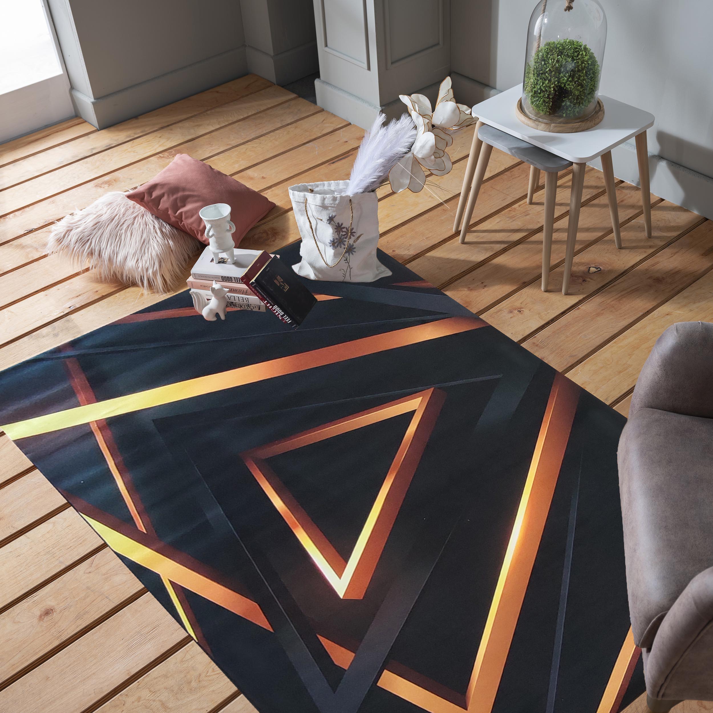 Dywan - 60 x 100 cm - Czarny ze złotym - Nowoczesny - Dywanopol